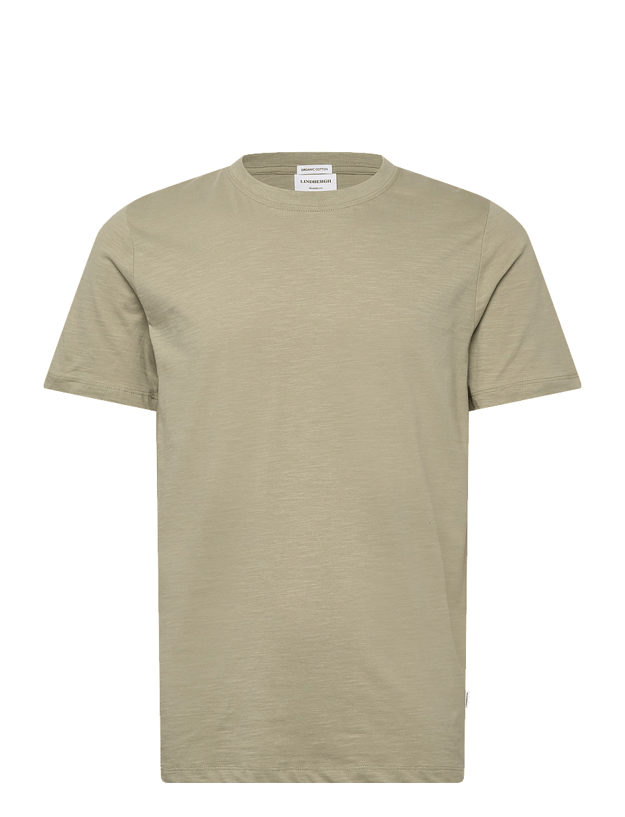 Lindbergh - Organic slub yarn o-neck tee S/S - kortærmede t-shirts - dusty green - 1
