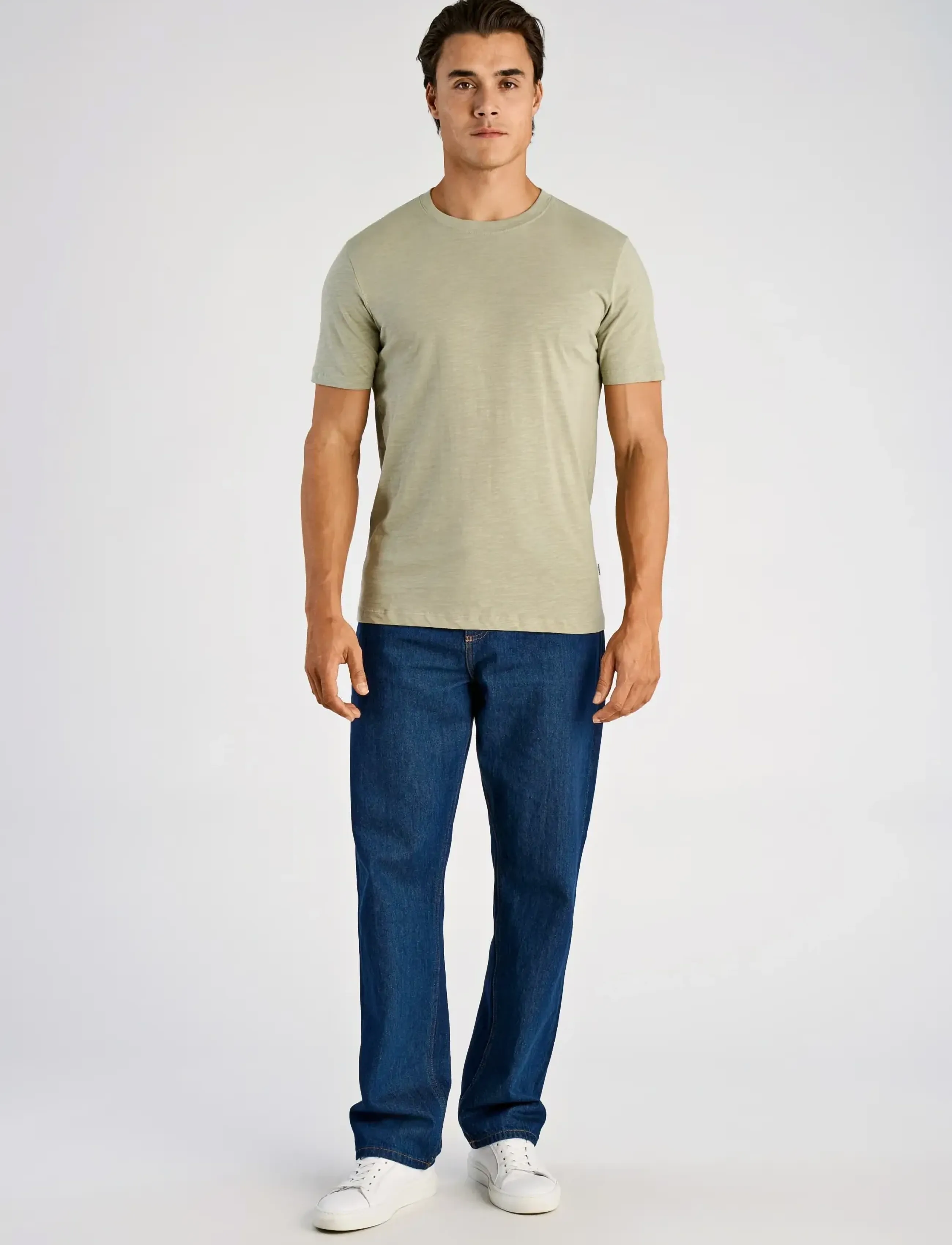 Lindbergh Organic slub yarn o-neck tee S/S - T-shirts - DUSTY GREEN / green