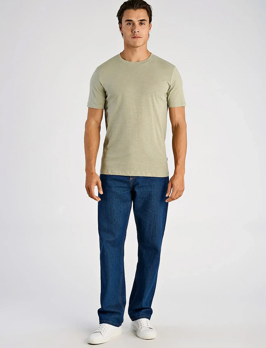 Lindbergh - Organic slub yarn o-neck tee S/S - kortærmede t-shirts - dusty green - 0