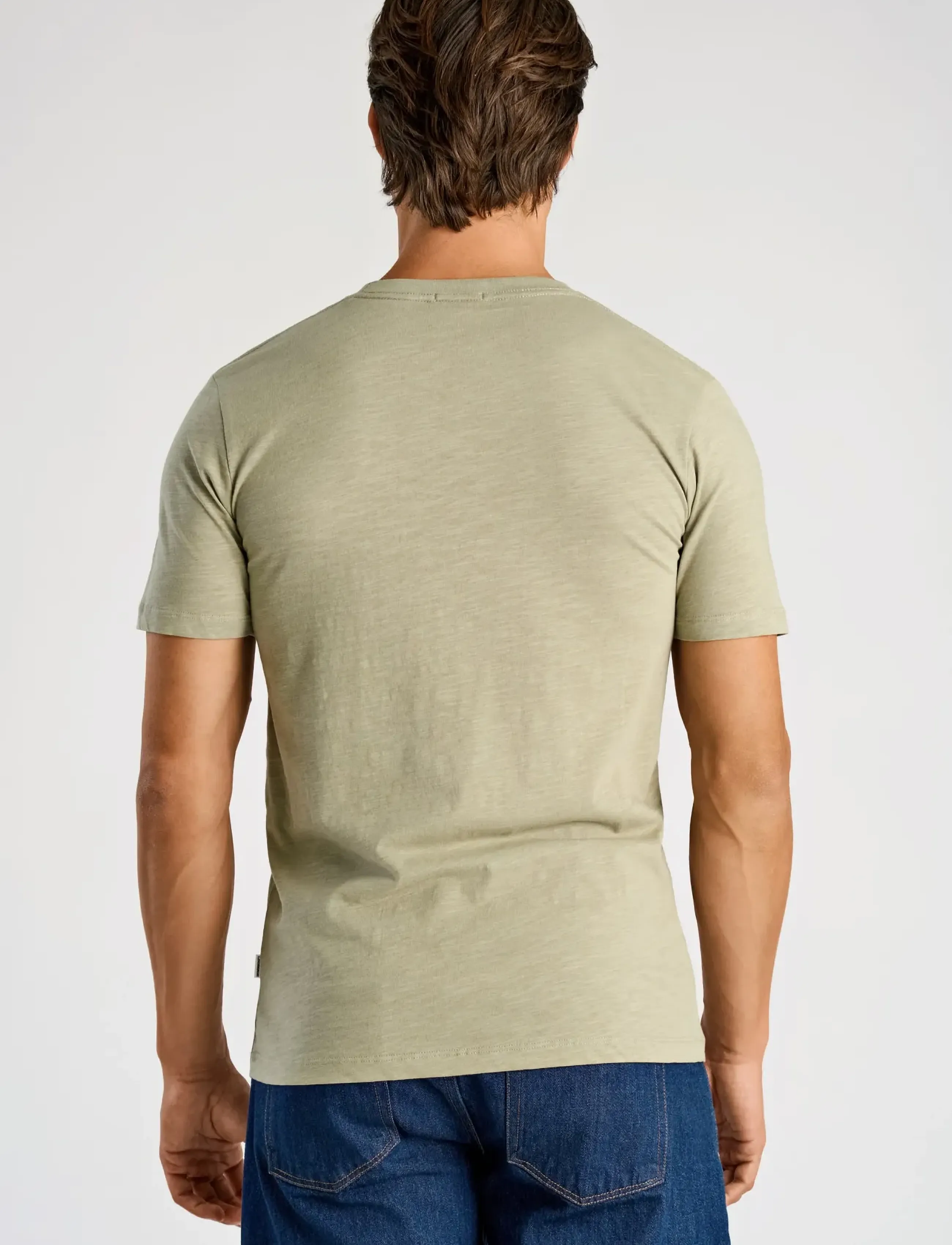 Lindbergh - Organic slub yarn o-neck tee S/S - kortærmede t-shirts - dusty green - 4