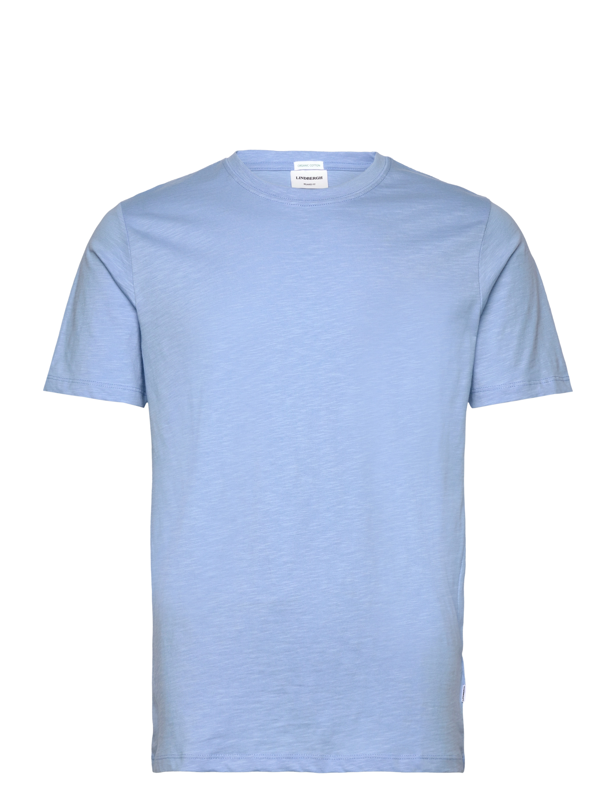 Lindbergh Organic slub yarn o-neck tee S/S - T-shirts - LT BLUE / blue