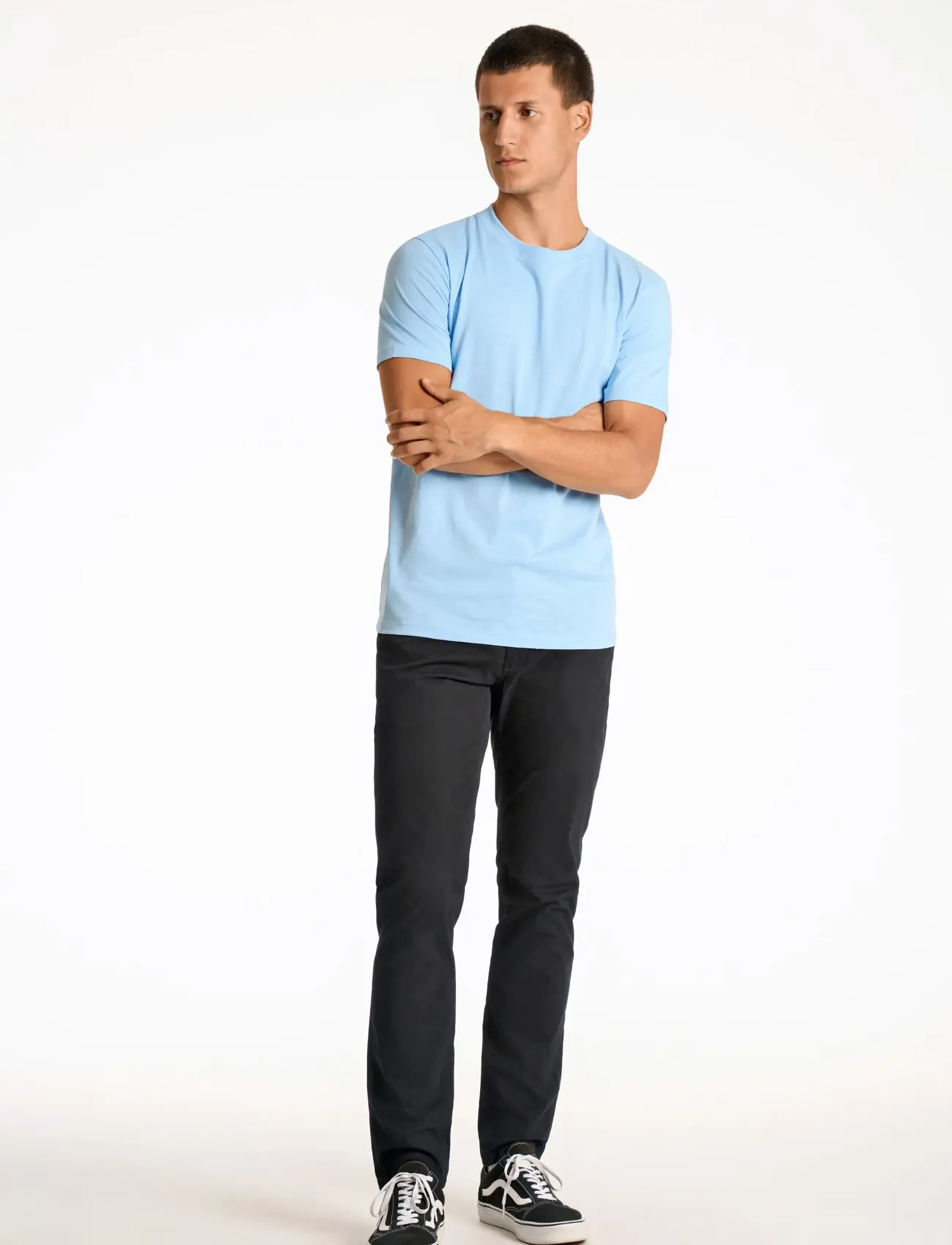 Lindbergh Organic slub yarn o-neck tee S/S - T-shirts - LT BLUE / blue