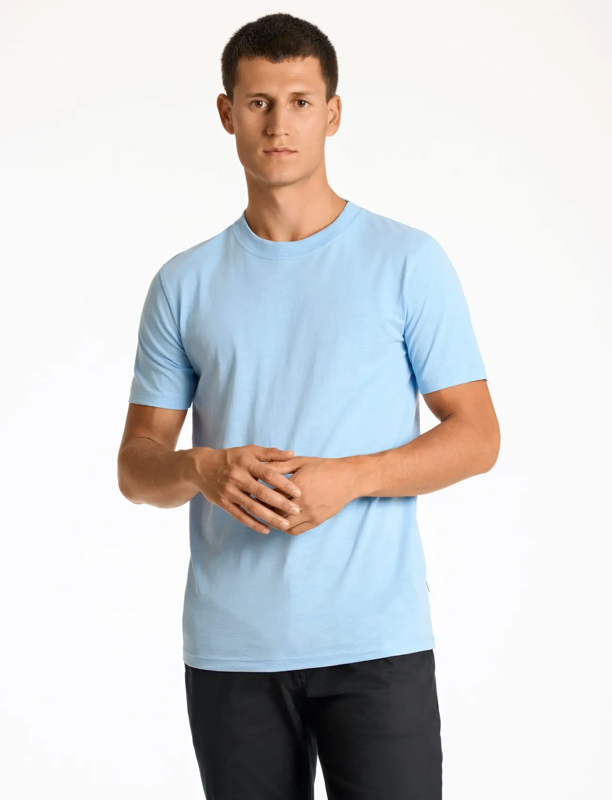 Lindbergh - Organic slub yarn o-neck tee S/S - kortærmede t-shirts - lt blue - 3