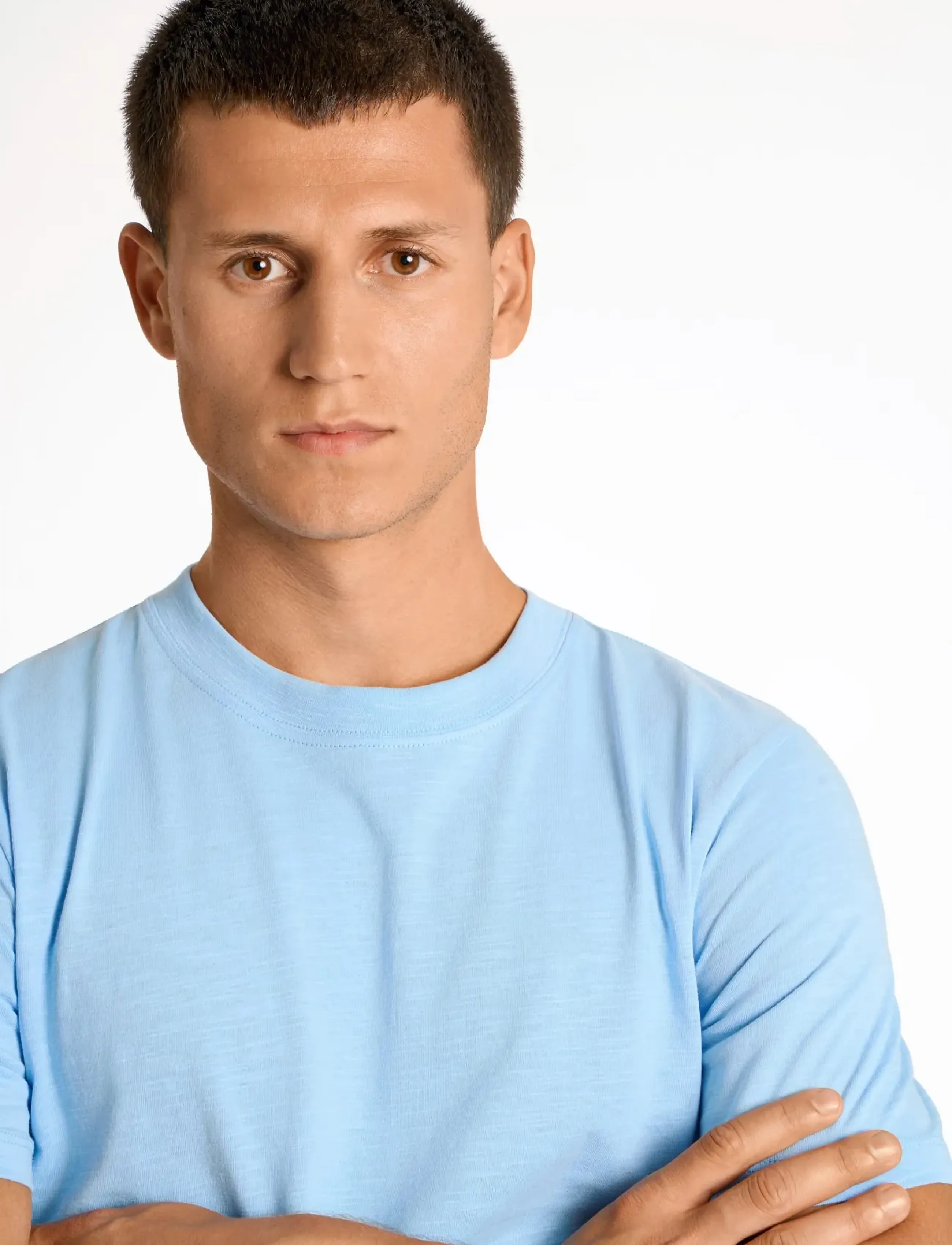 Lindbergh - Organic slub yarn o-neck tee S/S - kortærmede t-shirts - lt blue - 5