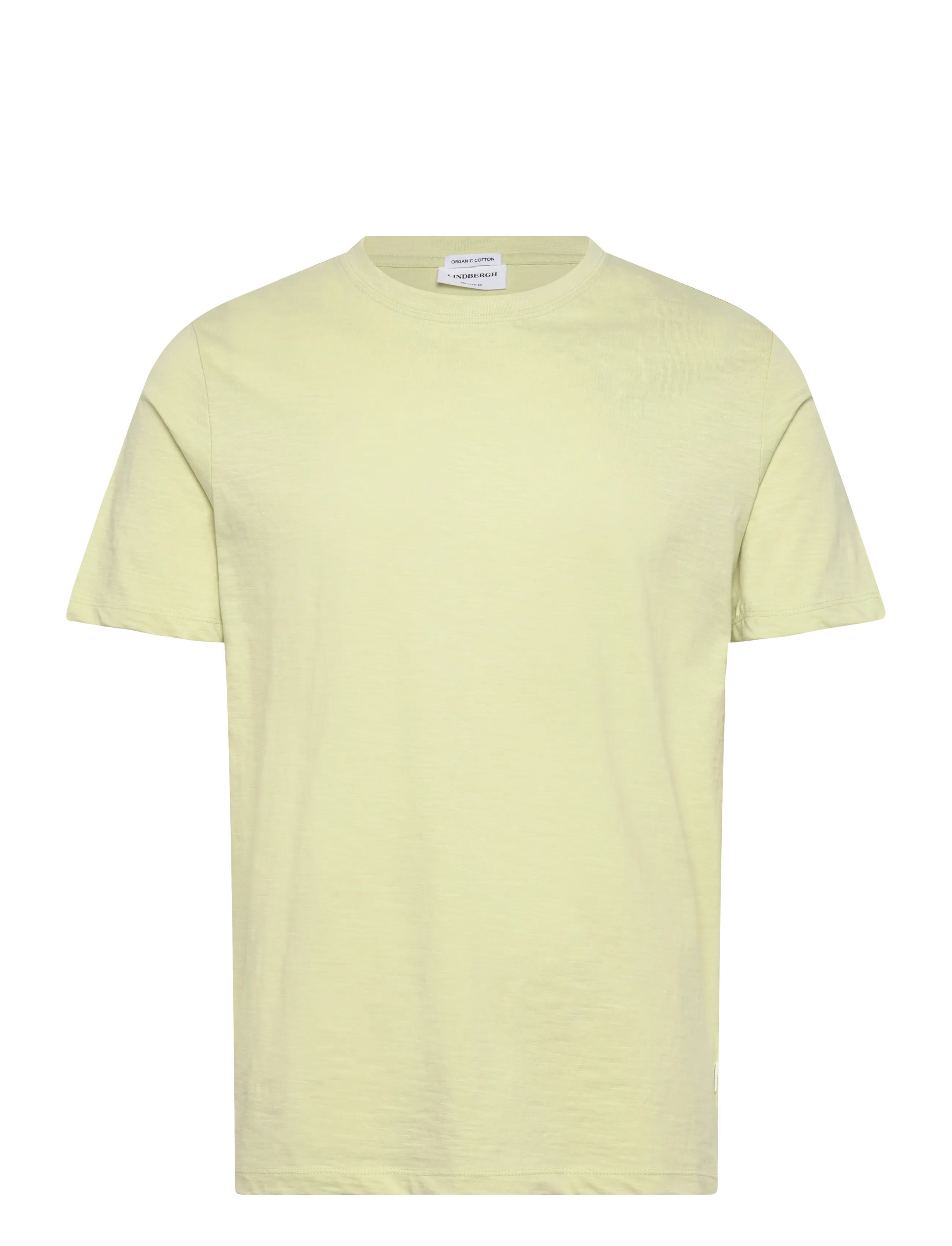 Lindbergh Organic slub yarn o-neck tee S/S - T-shirts - PASTEL GREEN / yellow