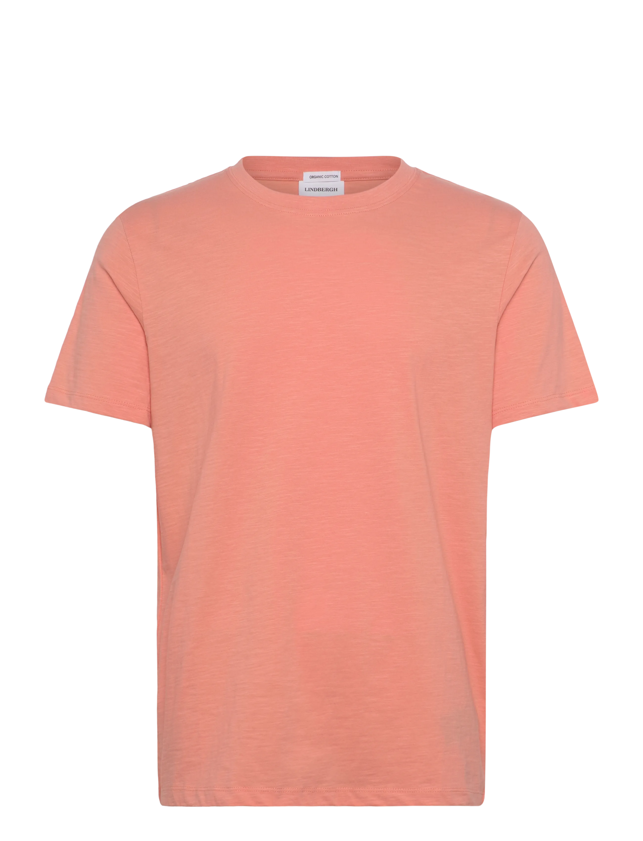 Lindbergh Organic slub yarn o-neck tee S/S - T-shirts - SOFT CORAL / white