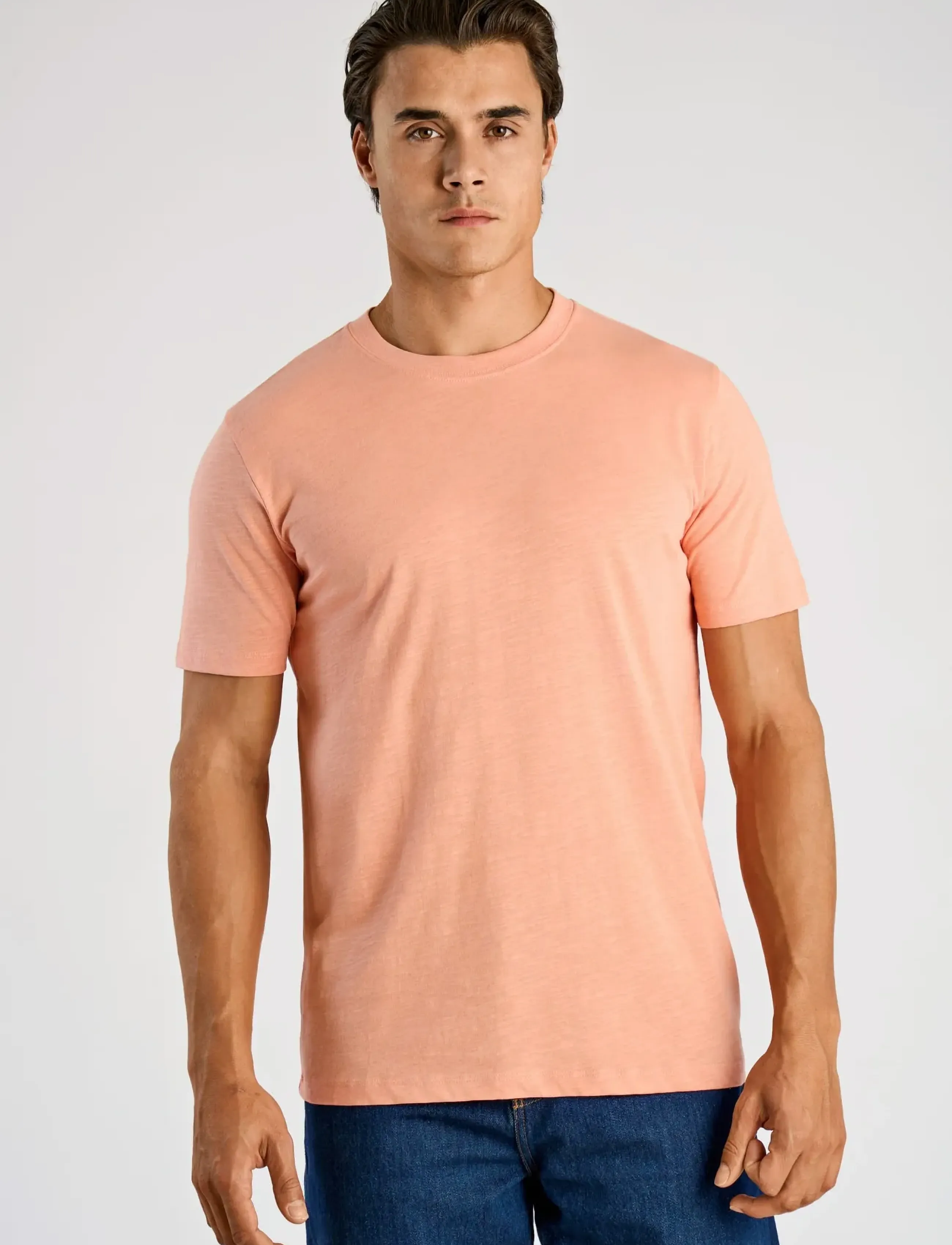 Lindbergh - Organic slub yarn o-neck tee S/S - kortærmede t-shirts - soft coral - 3