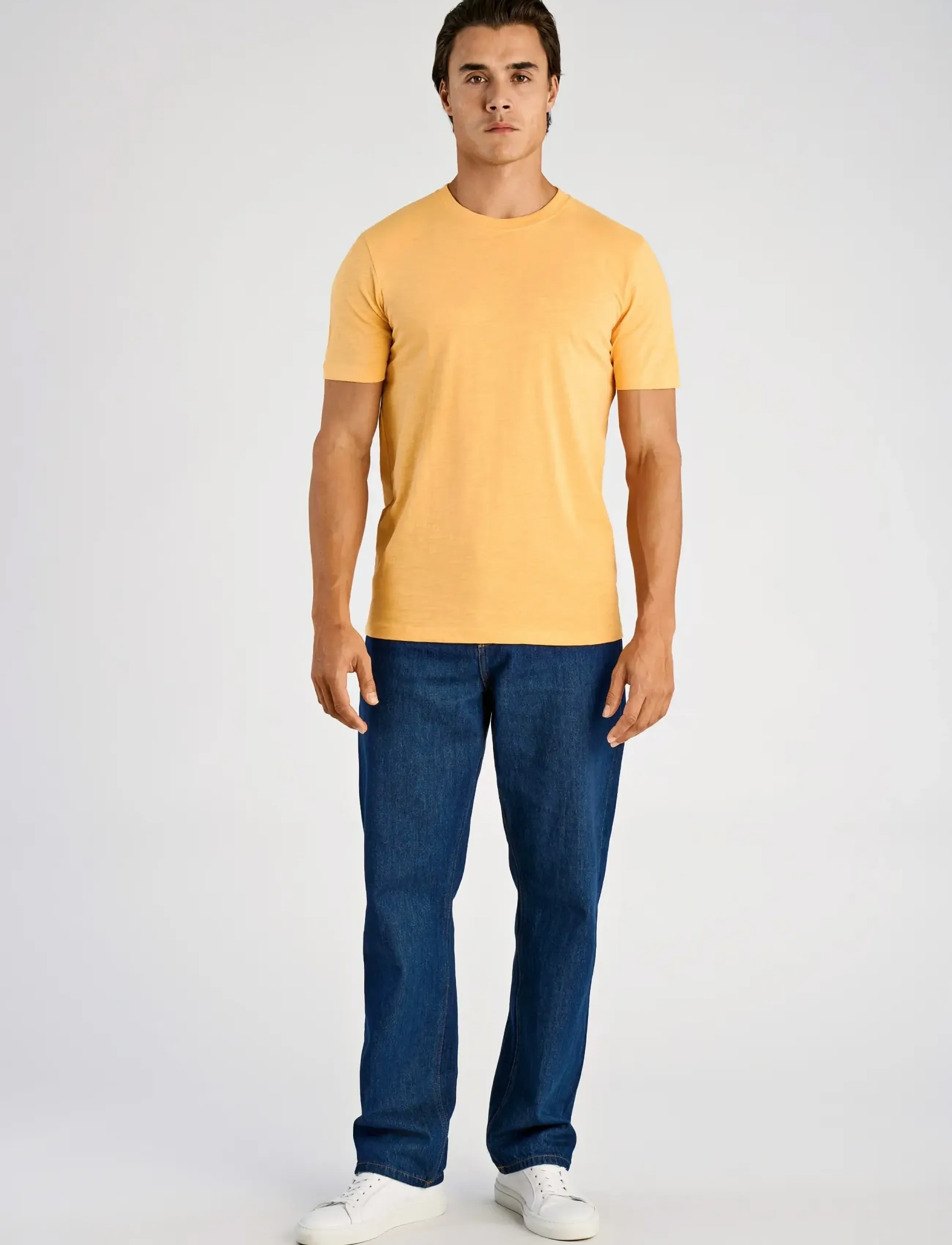 Lindbergh Organic slub yarn o-neck tee S/S - T-Shirts - SOFT ORANGE / orange