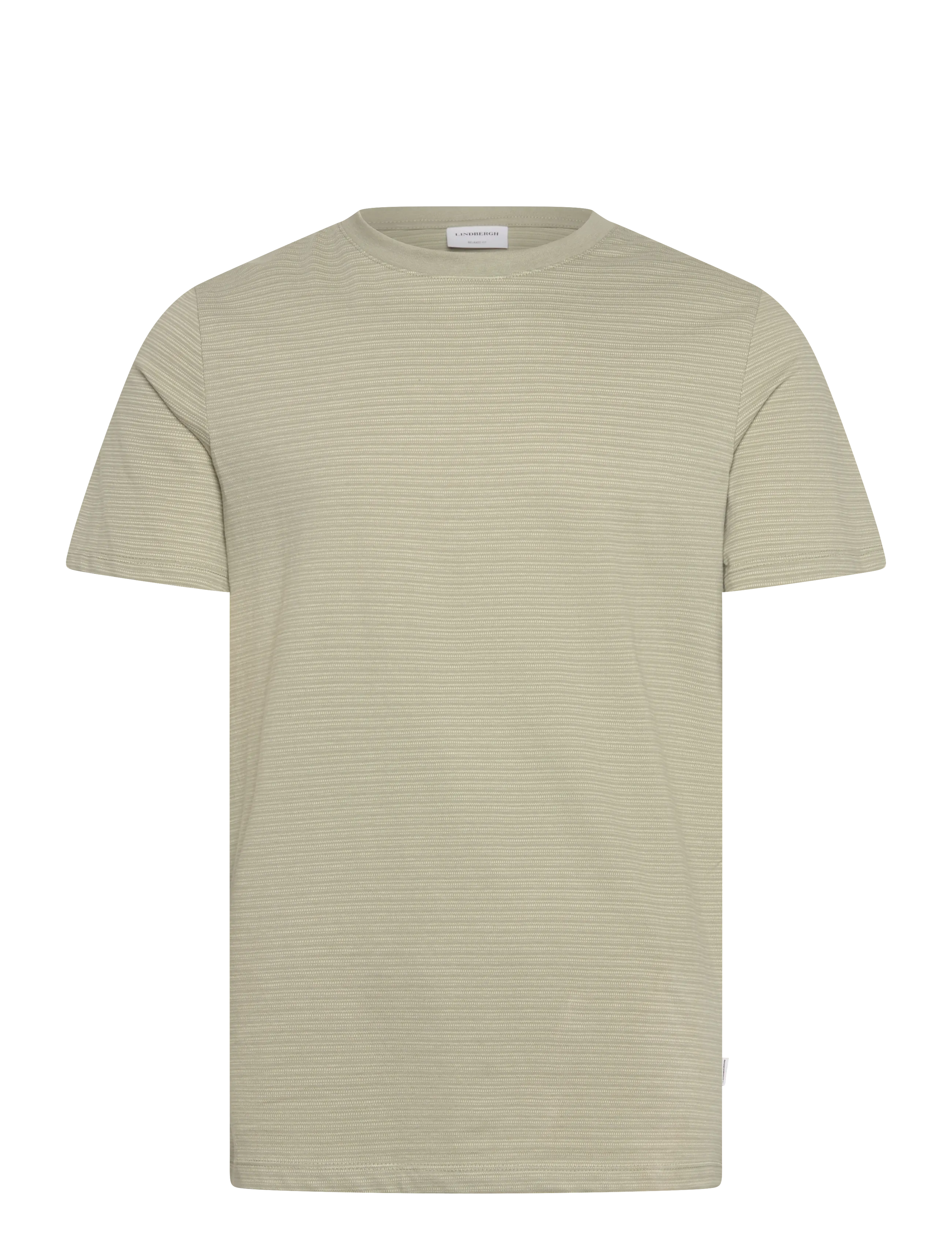 Lindbergh Striped o-neck tee S/S - T-shirts - DUSTY GREEN / khaki/green