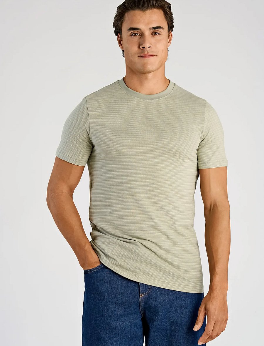 Lindbergh - Striped o-neck tee S/S - kurzärmelig - dusty green - 3