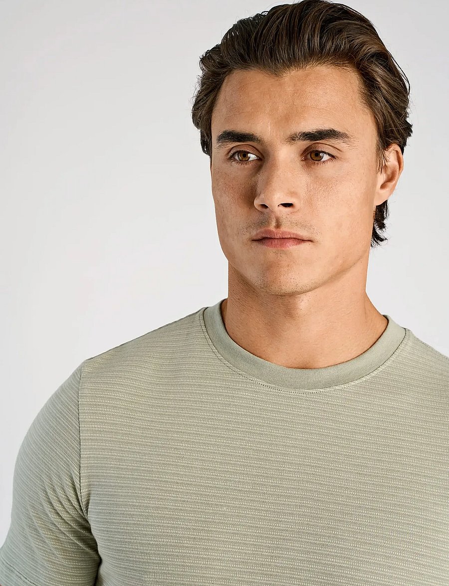 Lindbergh - Striped o-neck tee S/S - kurzärmelig - dusty green - 5