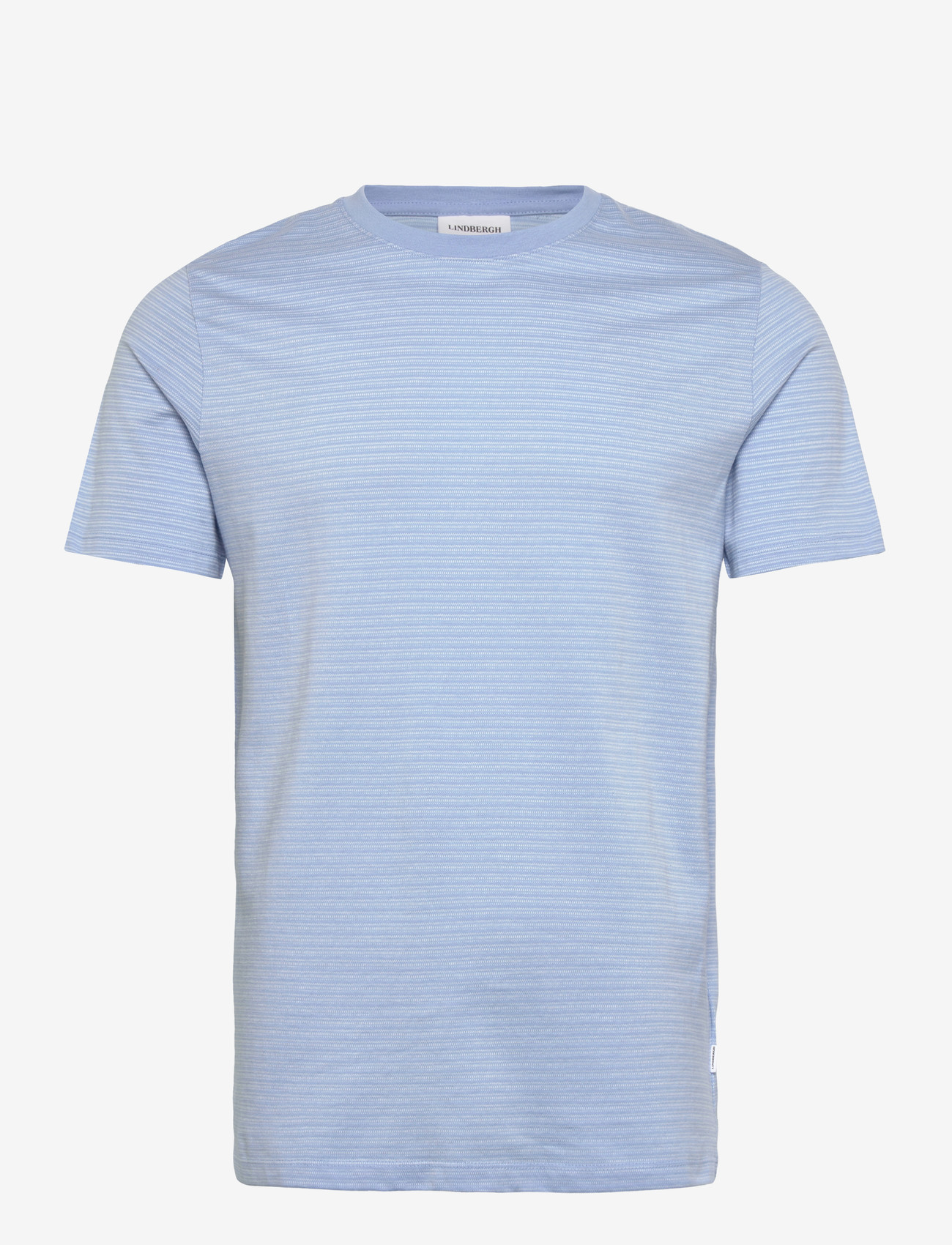 Lindbergh - Striped o-neck tee S/S - kortærmede t-shirts - lt blue - 1
