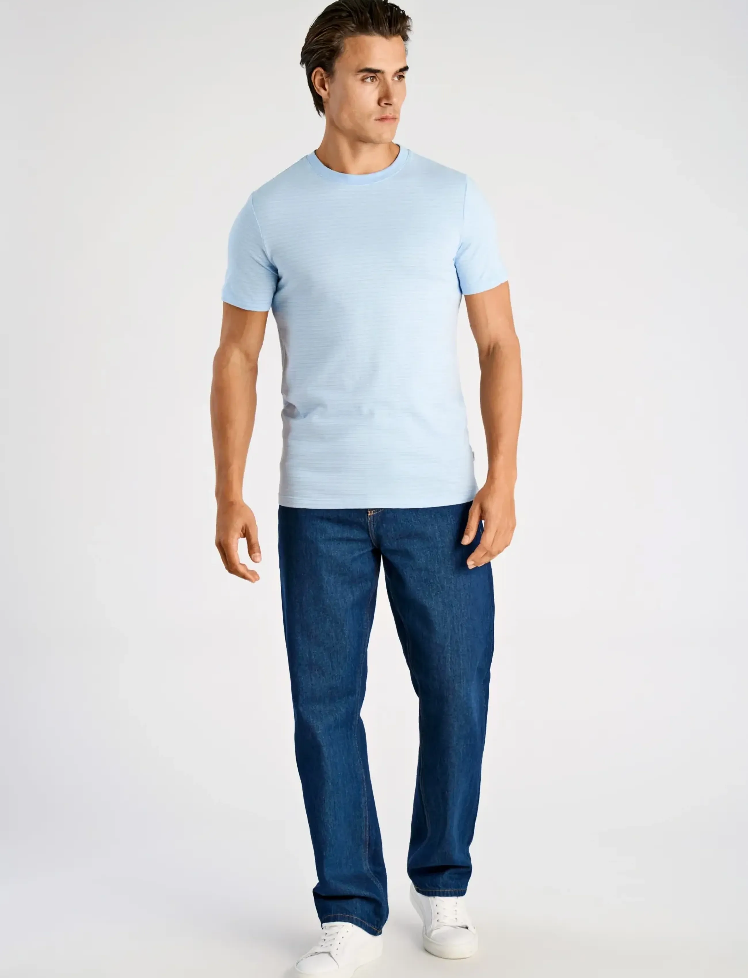 Lindbergh Striped o-neck tee S/S - T-shirts - LT BLUE / blue