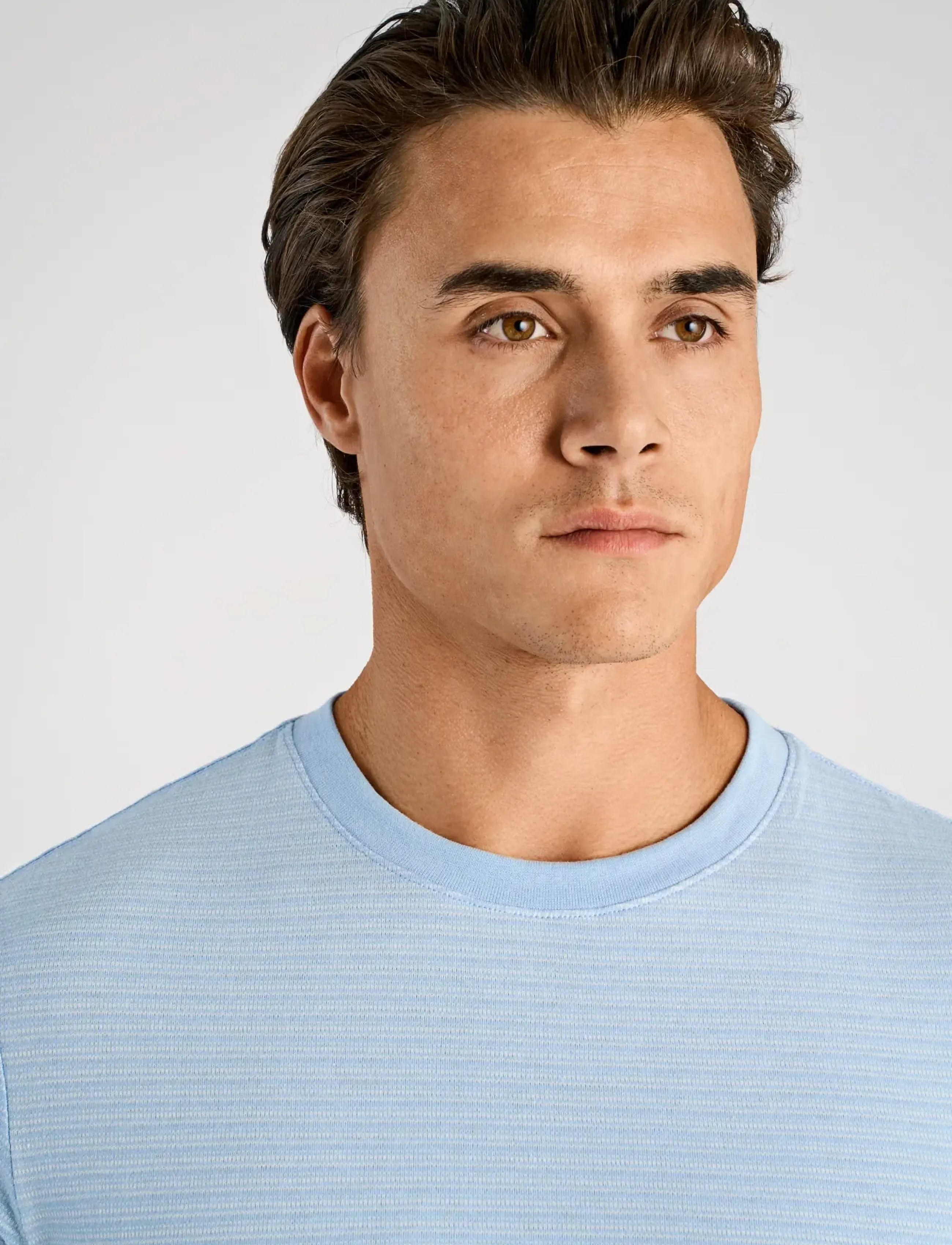 Lindbergh - Striped o-neck tee S/S - kortærmede t-shirts - lt blue - 5