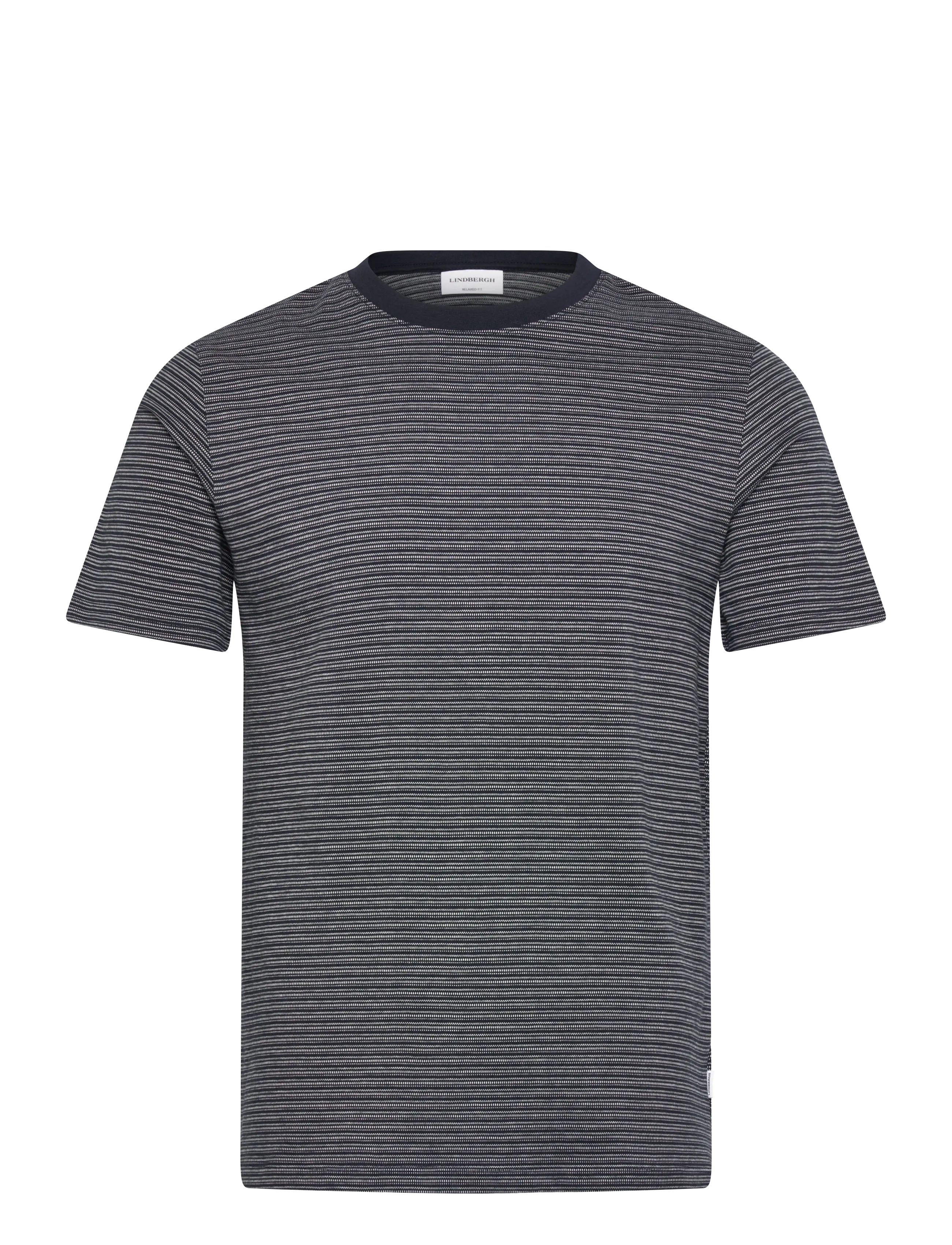 Lindbergh Striped o-neck tee S/S - T-shirts - NAVY / navy