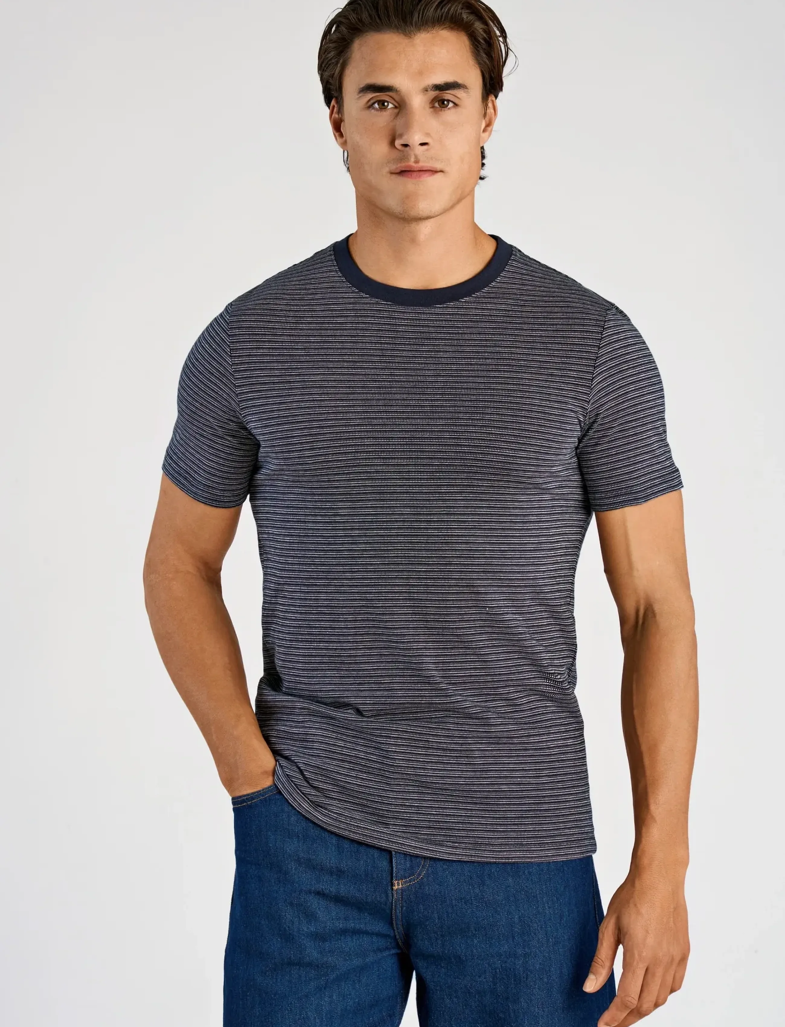 Lindbergh - Striped o-neck tee S/S - kortärmade t-shirts - navy - 3