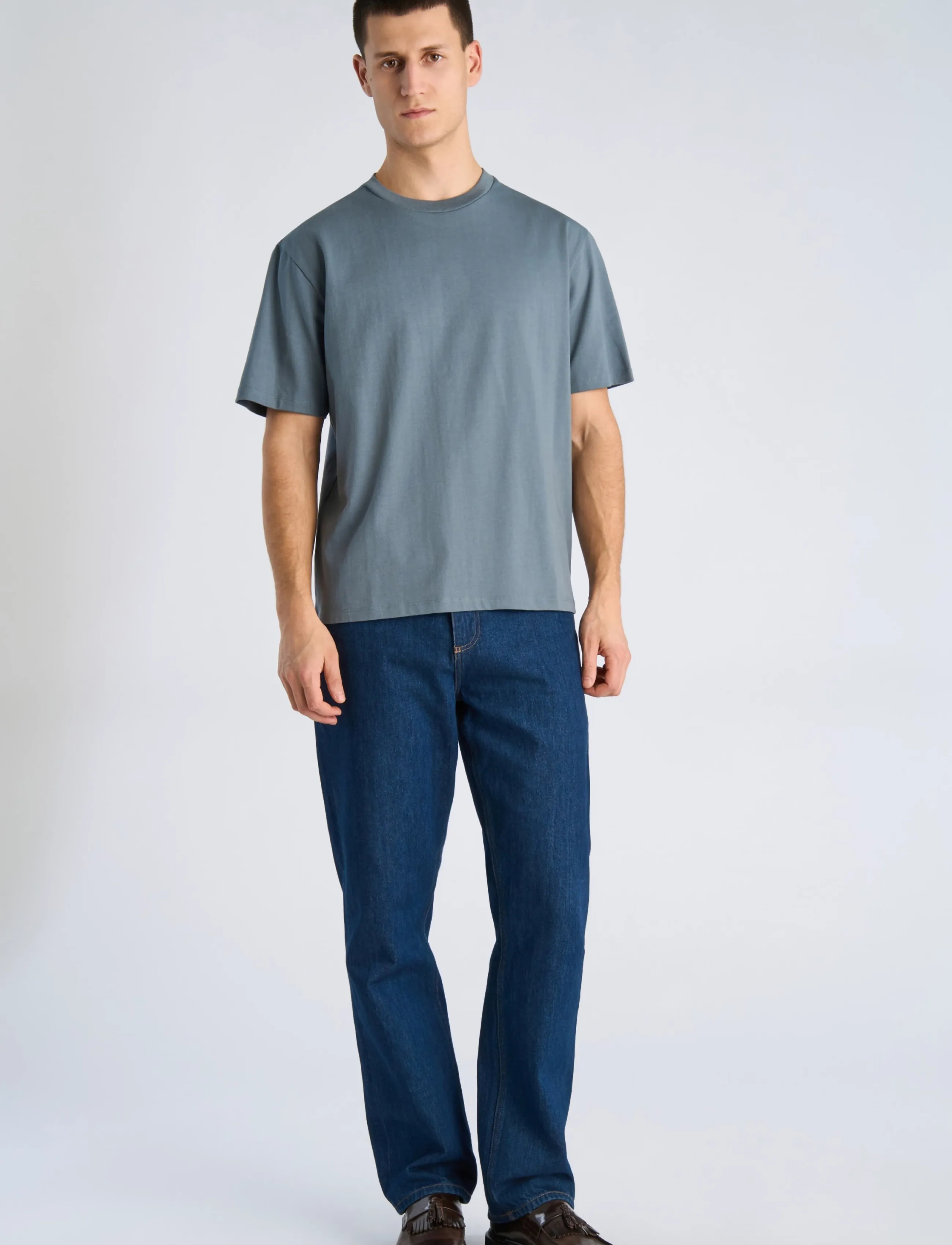 Lindbergh O-neck tee oversize S/S - Lindbergh - BLUE GREY / blue