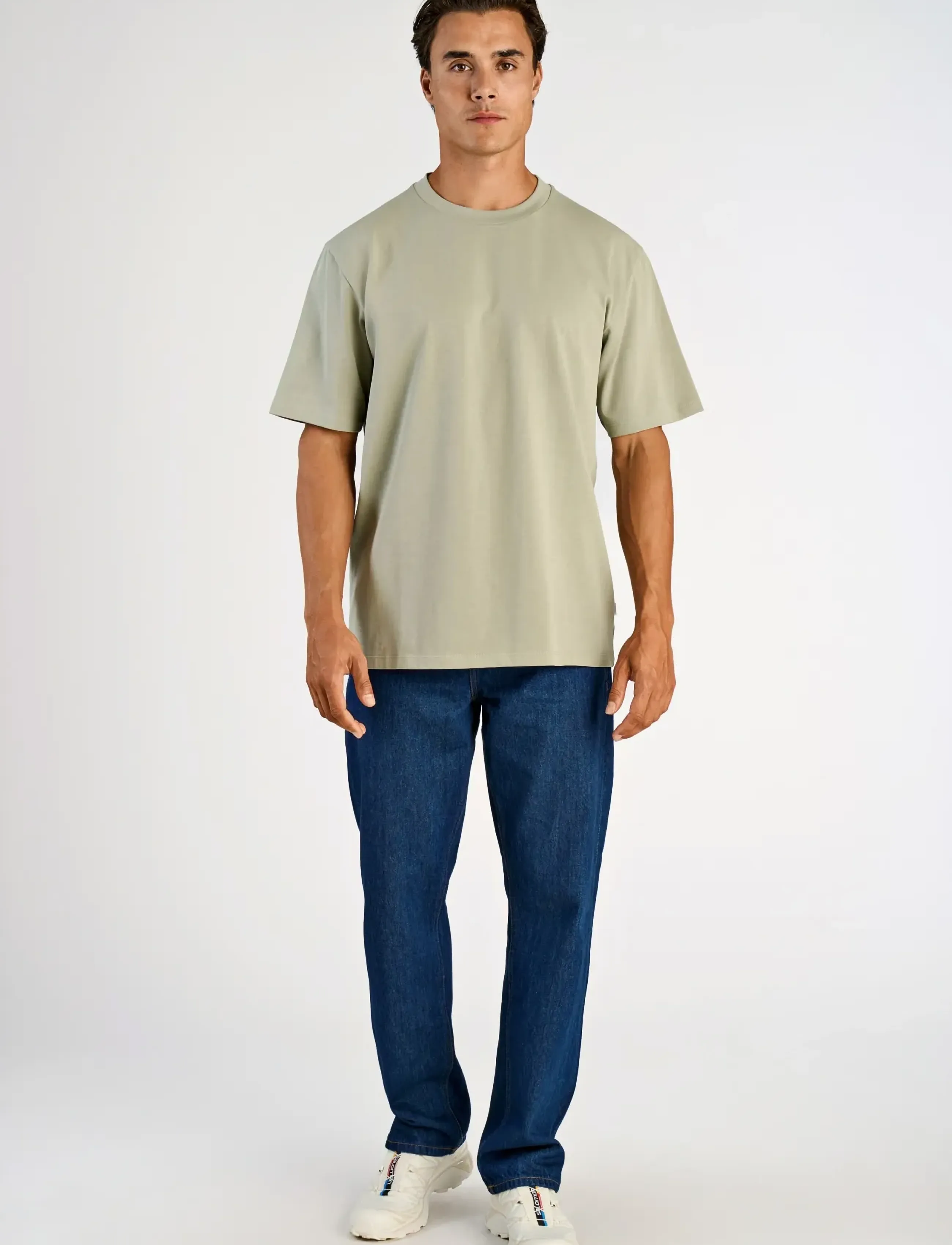 Lindbergh O-neck tee oversize S/S - Short-sleeved t-shirts - DUSTY OLIVE / green