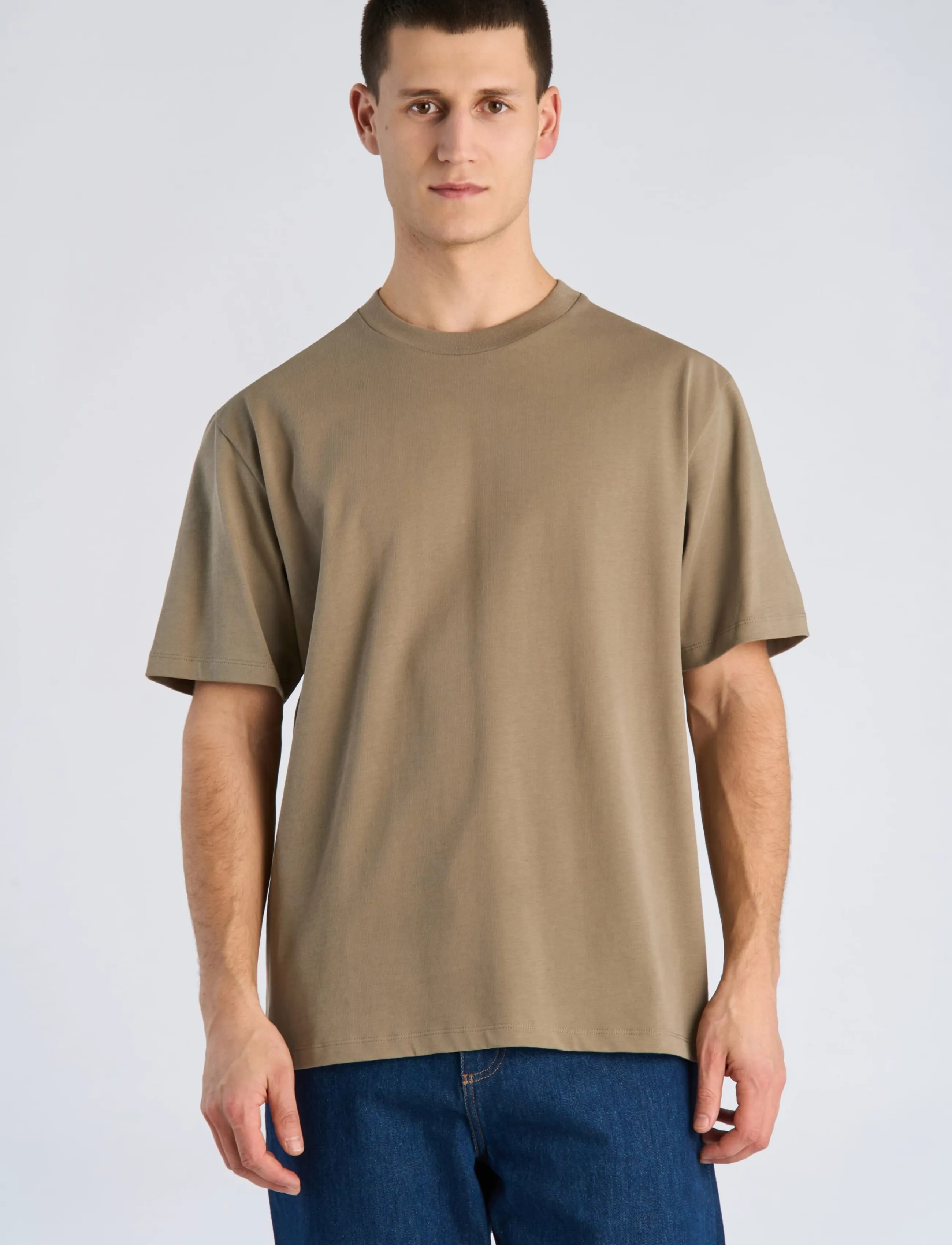 Lindbergh - O-neck tee oversize S/S - kortärmade t-shirts - mid stone - 3
