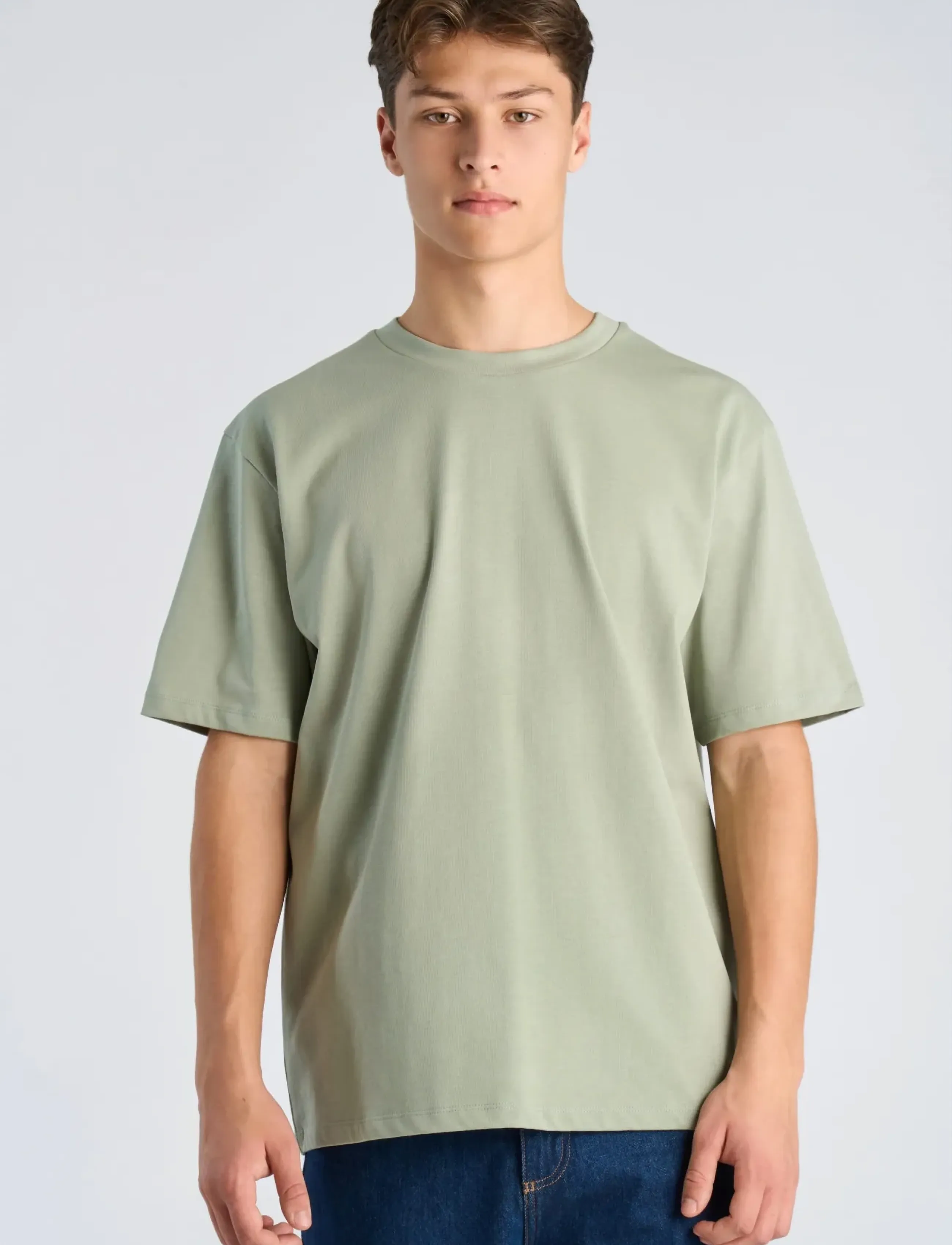 Lindbergh - O-neck tee oversize S/S - short-sleeved t-shirts - sage green - 3