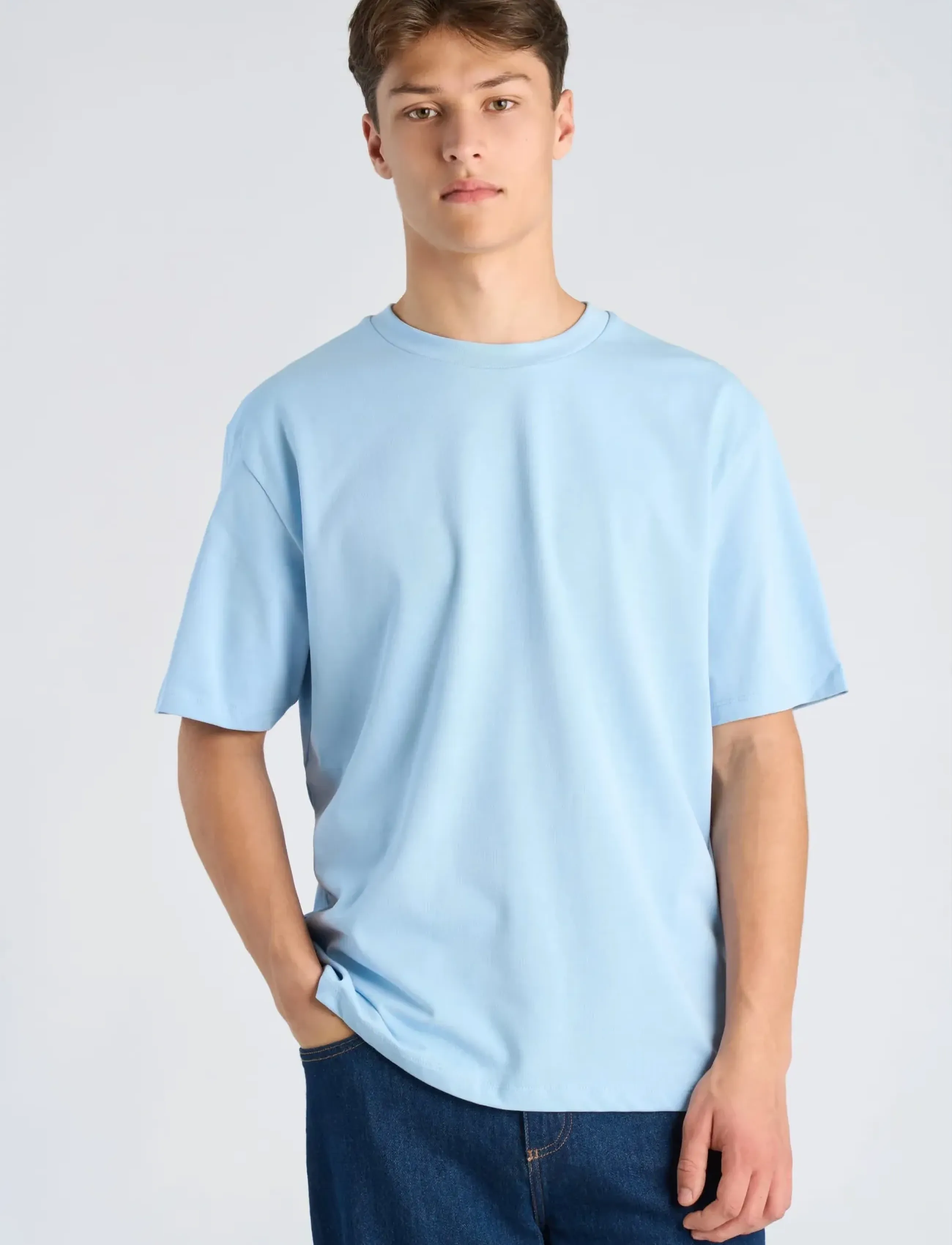 Lindbergh - O-neck tee oversize S/S - lägsta priserna - soft blue - 3