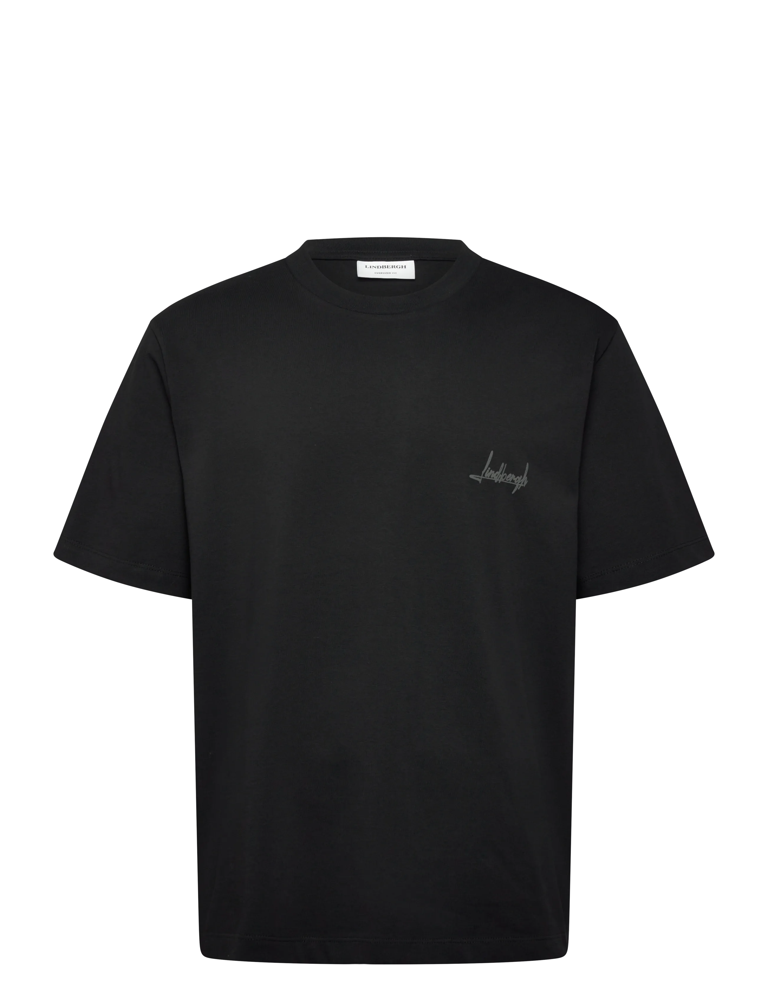 Lindbergh Oversized o-neck signature tee S/S - Tøj - BLACK / black