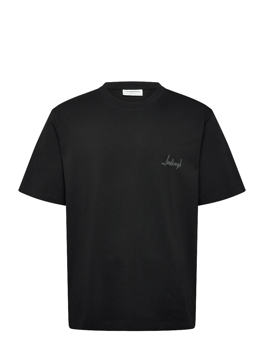Lindbergh - Oversized o-neck signature tee S/S - kurzärmelige t-shirts - black - 1