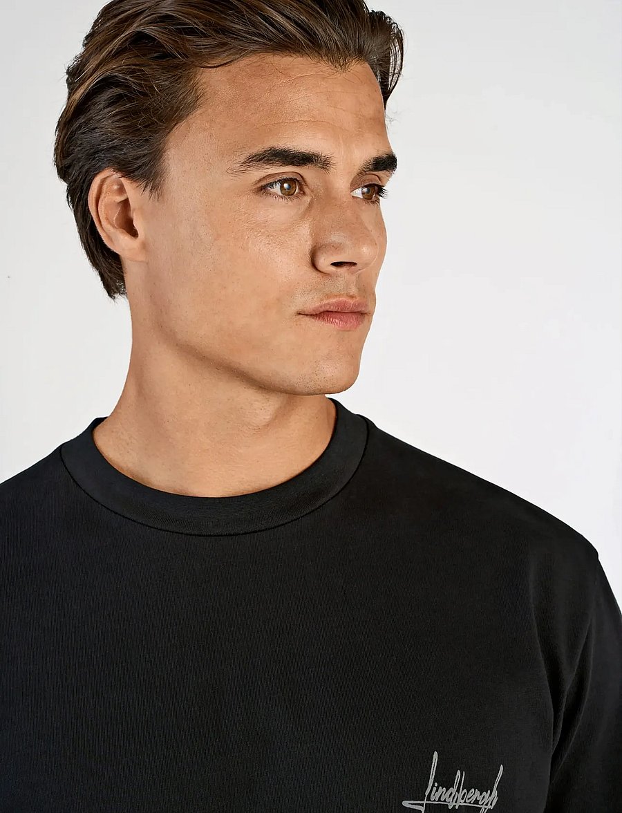 Lindbergh - Oversized o-neck signature tee S/S - kurzärmelige t-shirts - black - 5
