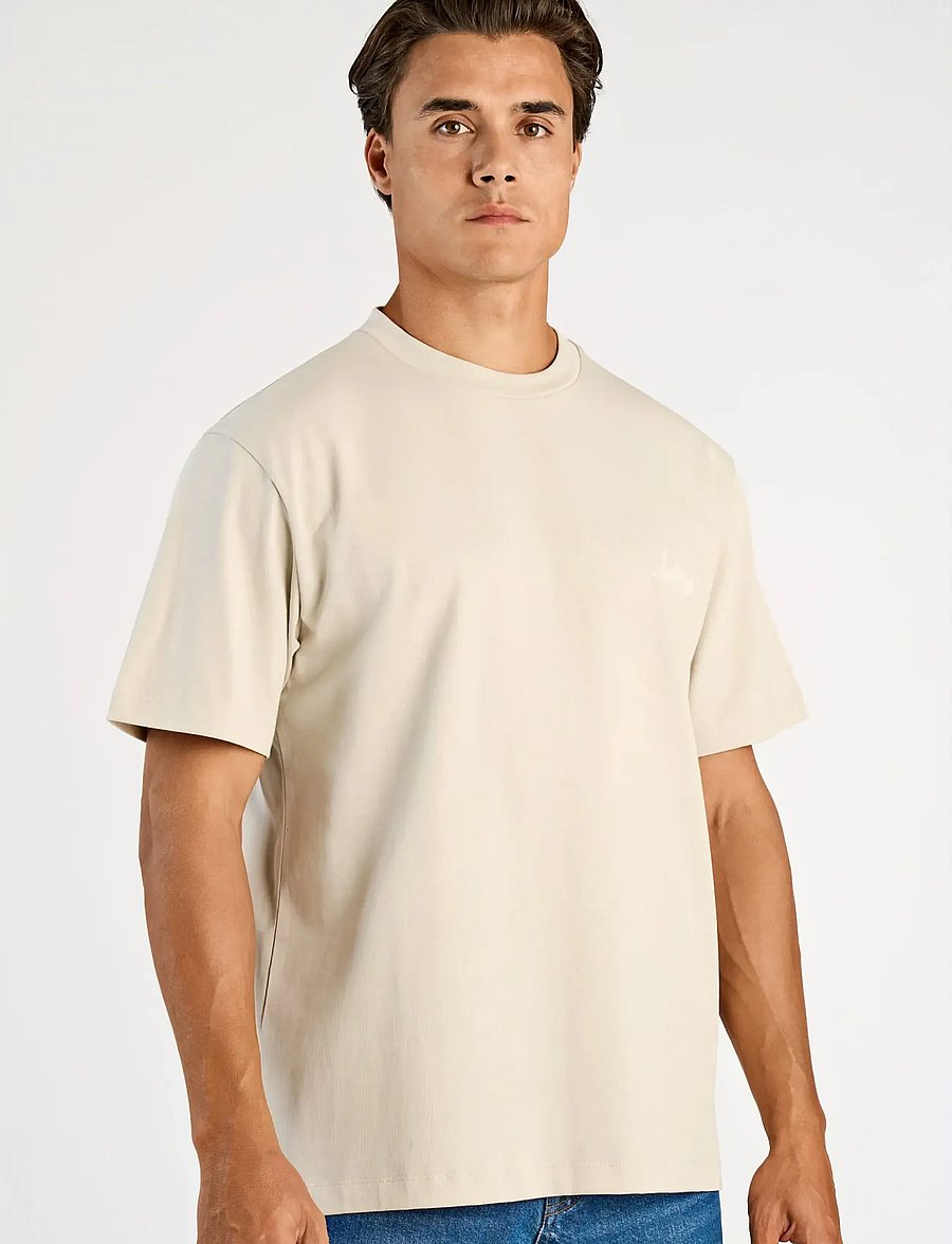 Lindbergh - Oversized o-neck signature tee S/S - kortærmede t-shirts - lt grey stone - 3
