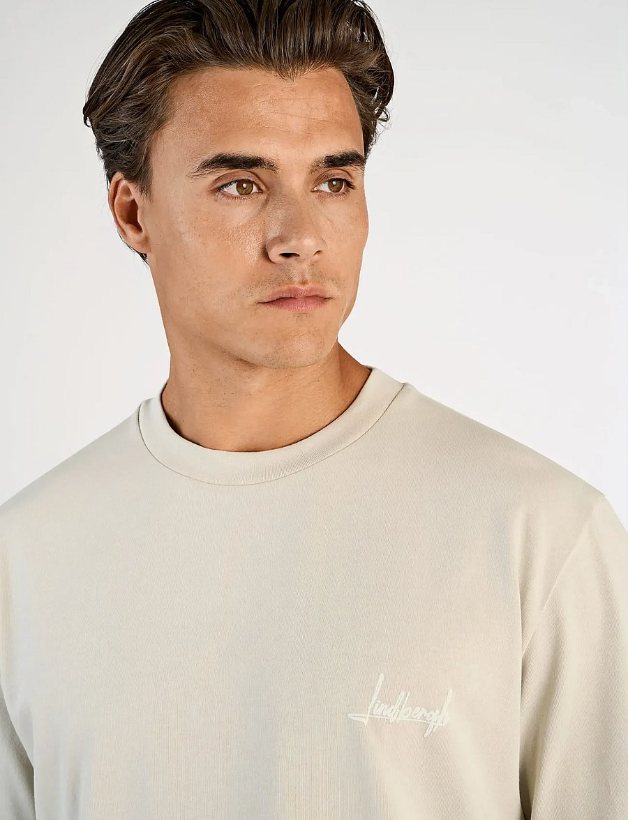 Lindbergh - Oversized o-neck signature tee S/S - kortærmede t-shirts - lt grey stone - 5