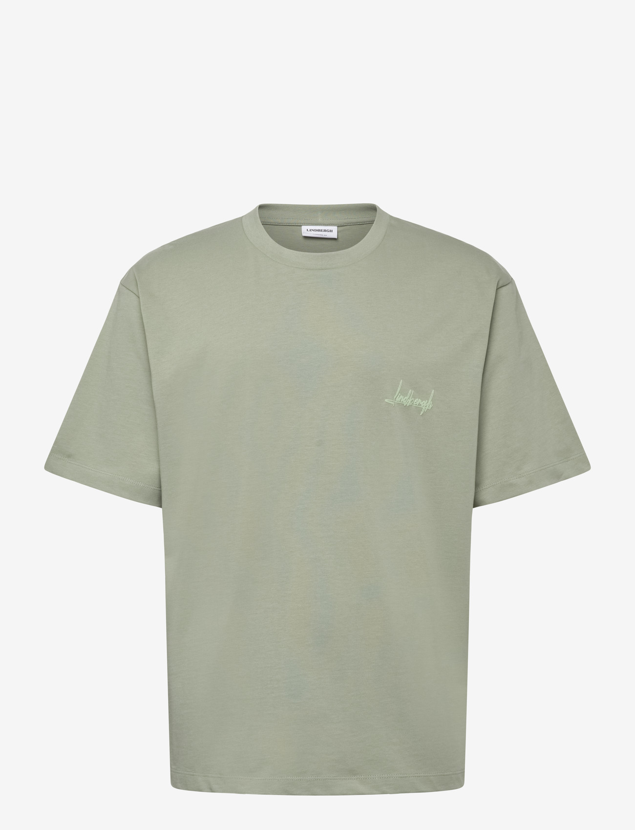 Lindbergh - Oversized o-neck signature tee S/S - kortærmede t-shirts - sage green - 1