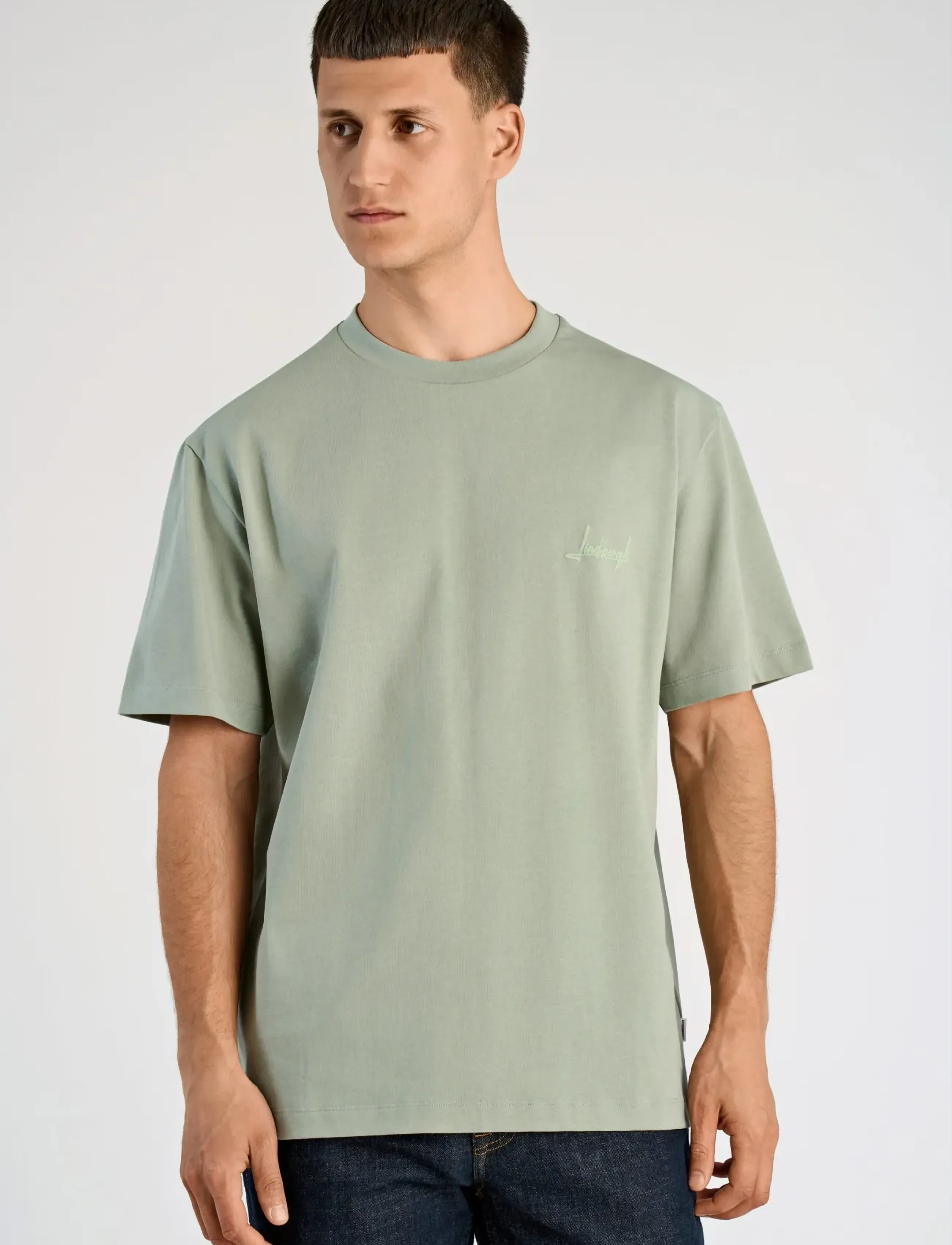 Lindbergh - Oversized o-neck signature tee S/S - short-sleeved t-shirts - sage green - 3