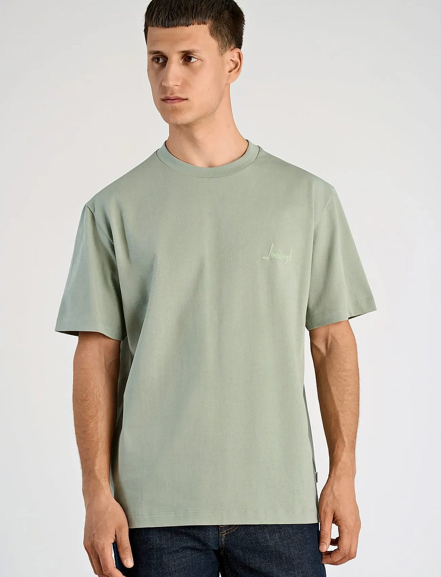 Lindbergh - Oversized o-neck signature tee S/S - kurzärmelige t-shirts - sage green - 3