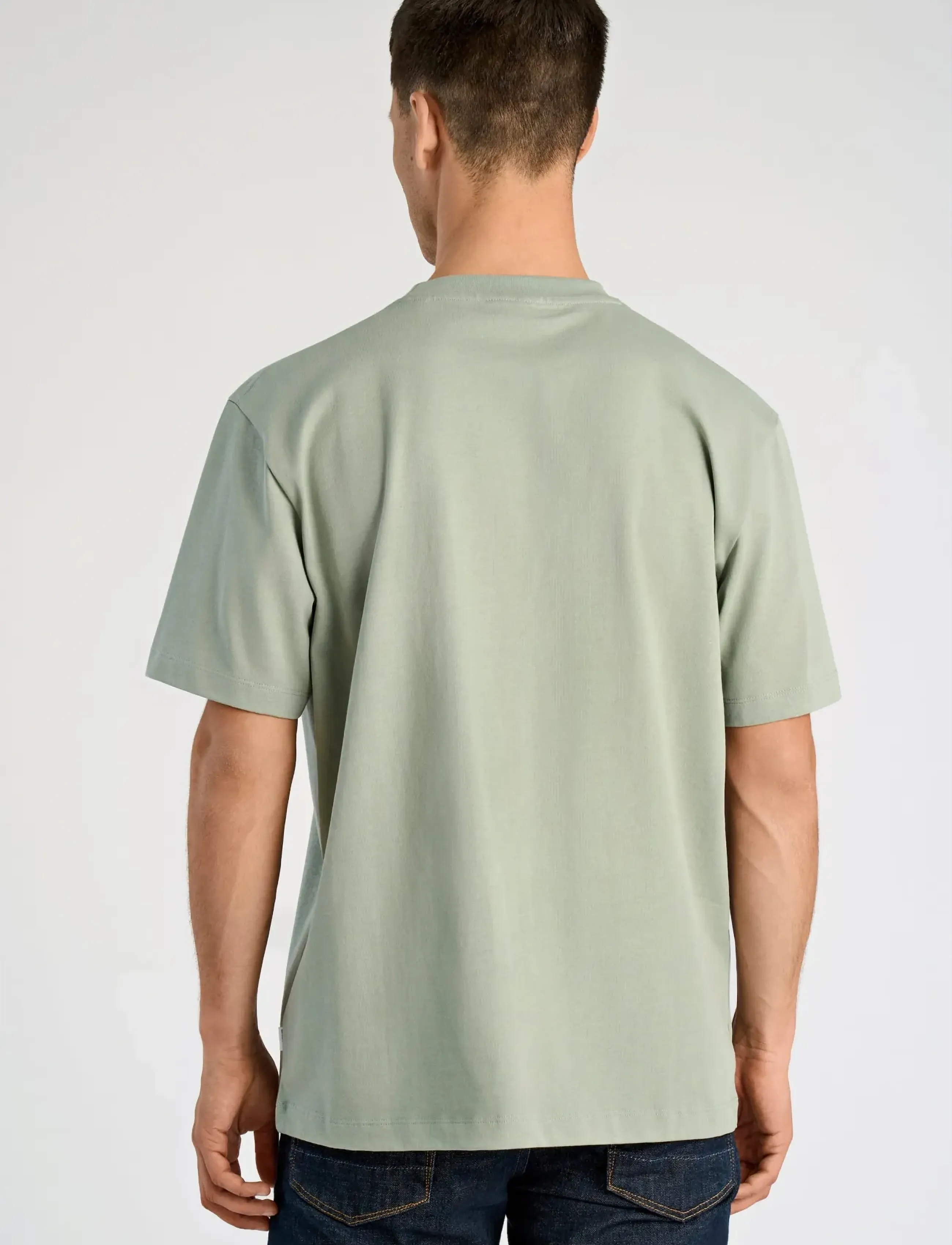 Lindbergh - Oversized o-neck signature tee S/S - short-sleeved t-shirts - sage green - 4