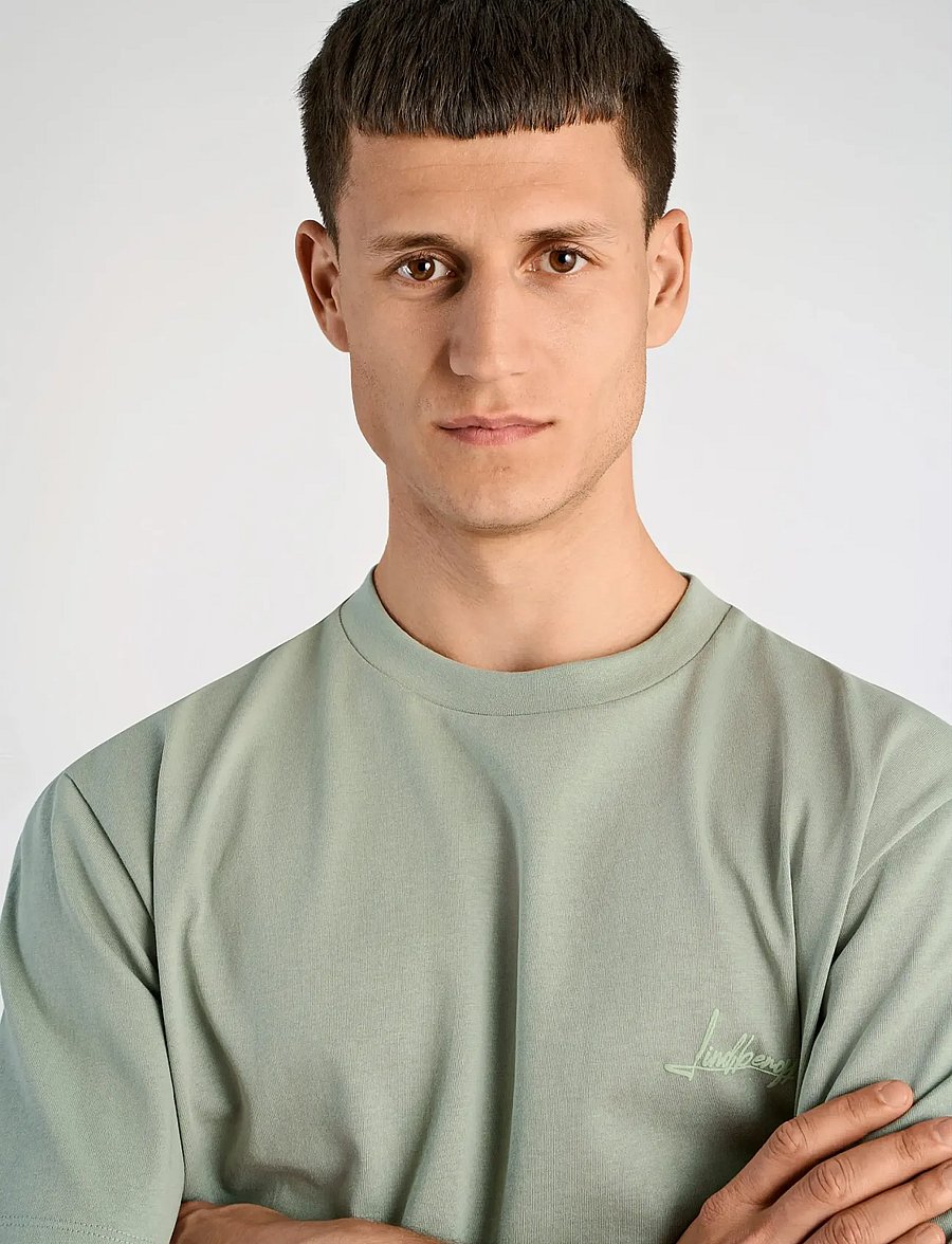 Lindbergh - Oversized o-neck signature tee S/S - kurzärmelige t-shirts - sage green - 5