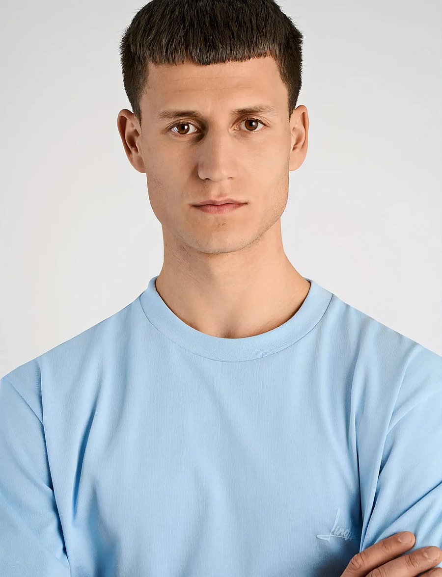 Lindbergh - Oversized o-neck signature tee S/S - kortærmede t-shirts - soft blue - 5