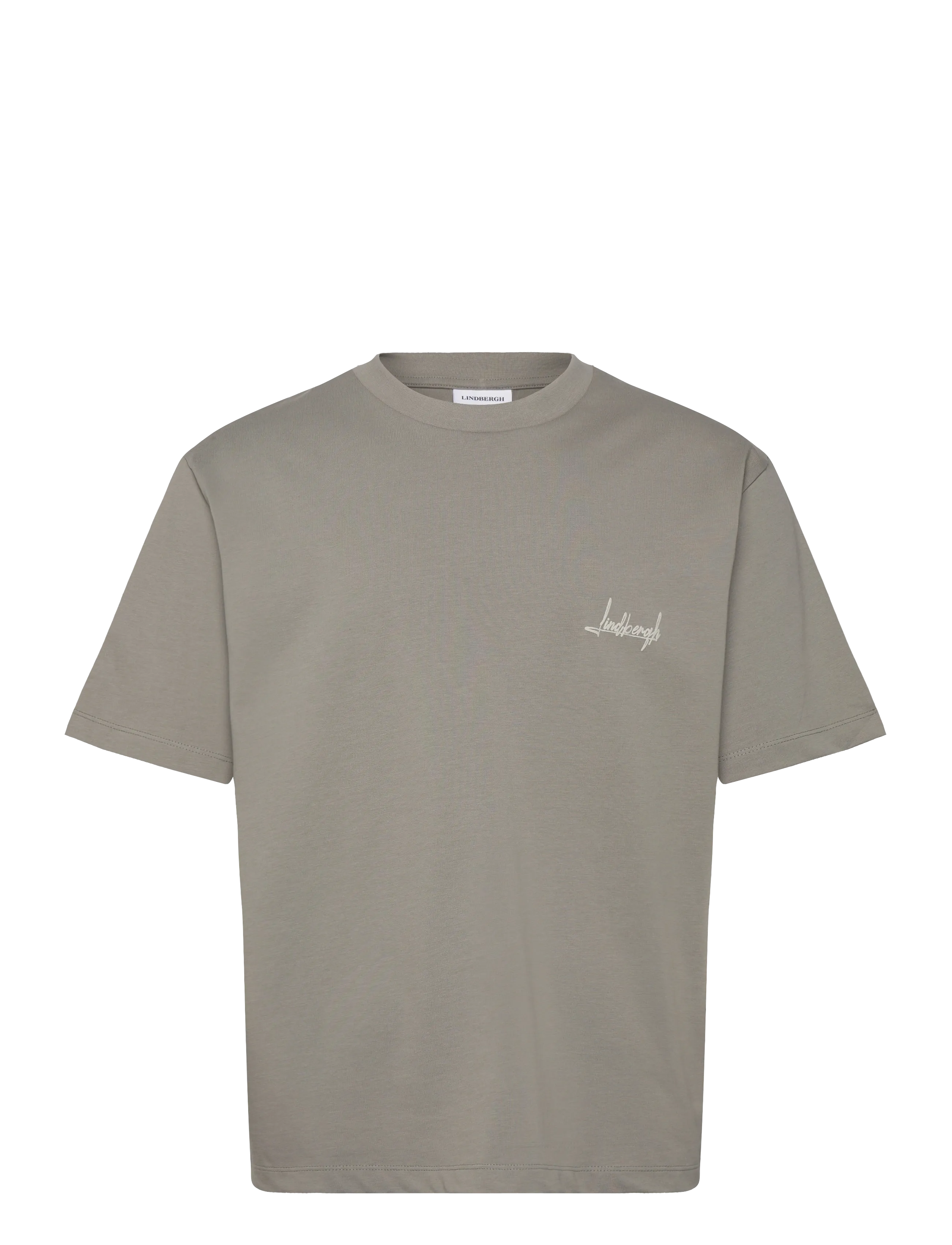 Lindbergh - Oversized o-neck signature tee S/S - stutterma bolir - stone grey - 1