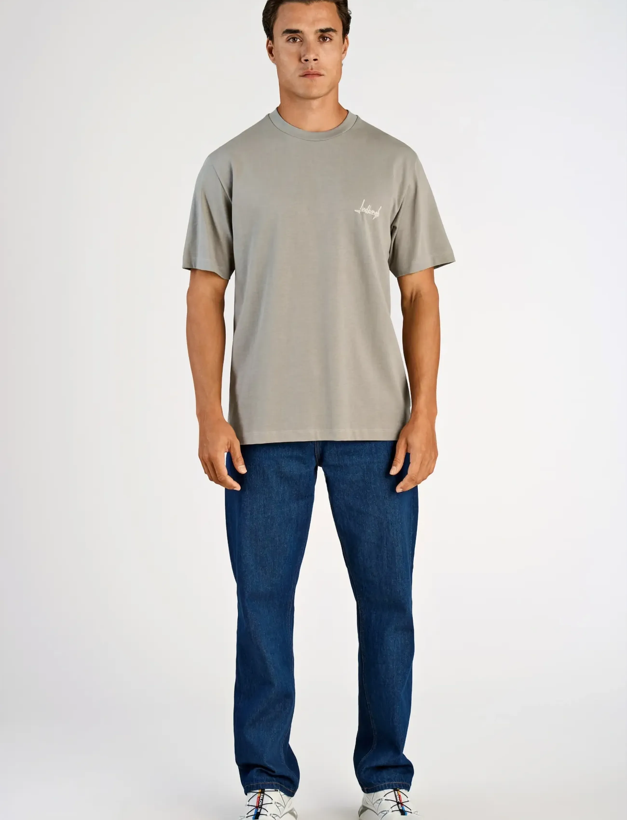 Lindbergh - Oversized o-neck signature tee S/S - stutterma bolir - stone grey - 3