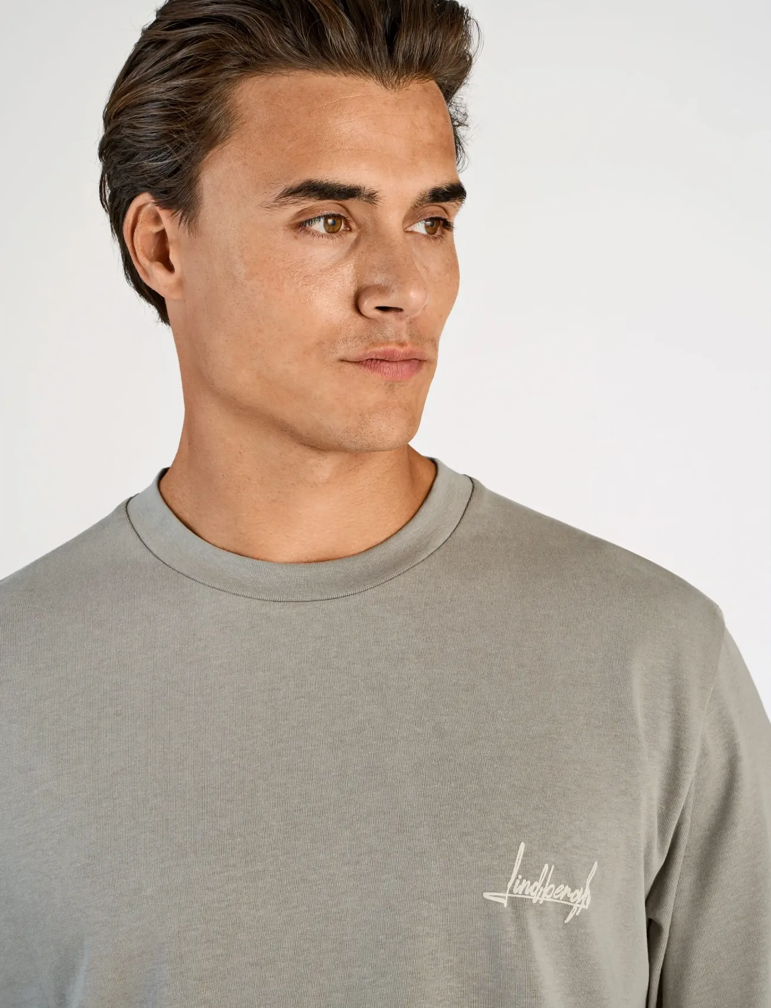 Lindbergh - Oversized o-neck signature tee S/S - stutterma bolir - stone grey - 5