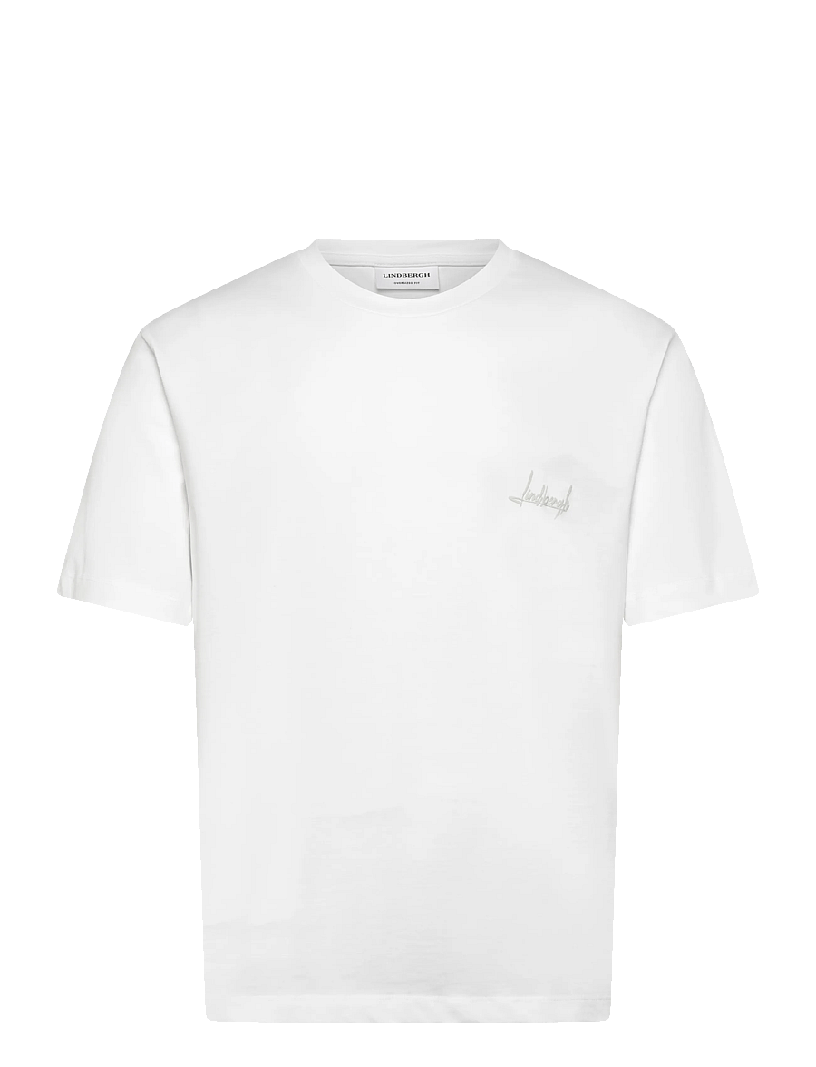Lindbergh - Oversized o-neck signature tee S/S - kortærmede t-shirts - white - 1