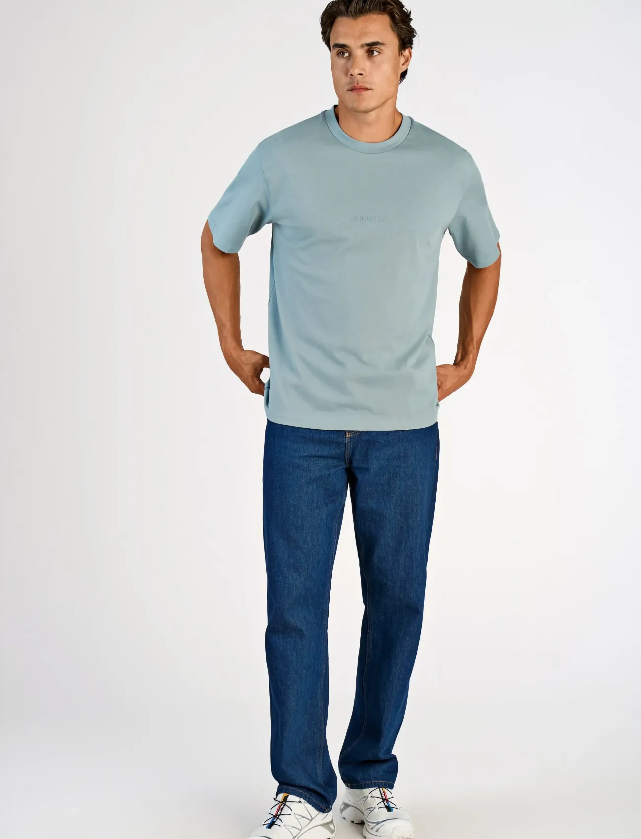 Lindbergh Oversized brand carrier tee S/S - T-shirts - DK AQUA / blue