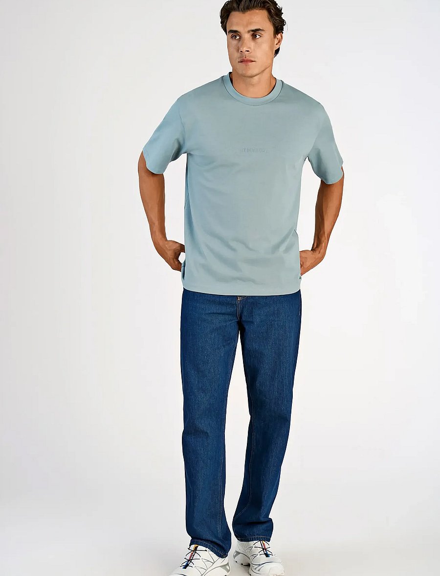 Lindbergh - Oversized brand carrier tee S/S - kortærmede t-shirts - dk aqua - 0