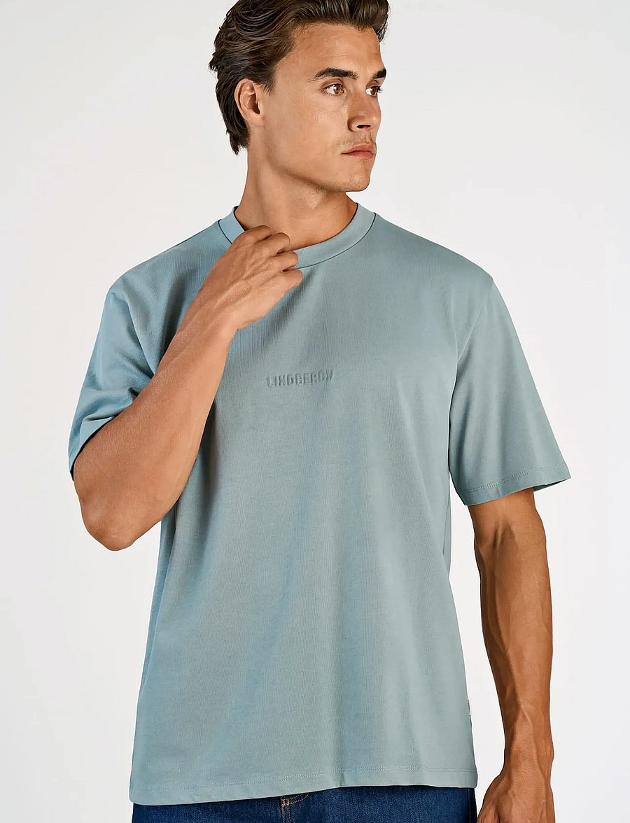 Lindbergh - Oversized brand carrier tee S/S - kortærmede t-shirts - dk aqua - 3