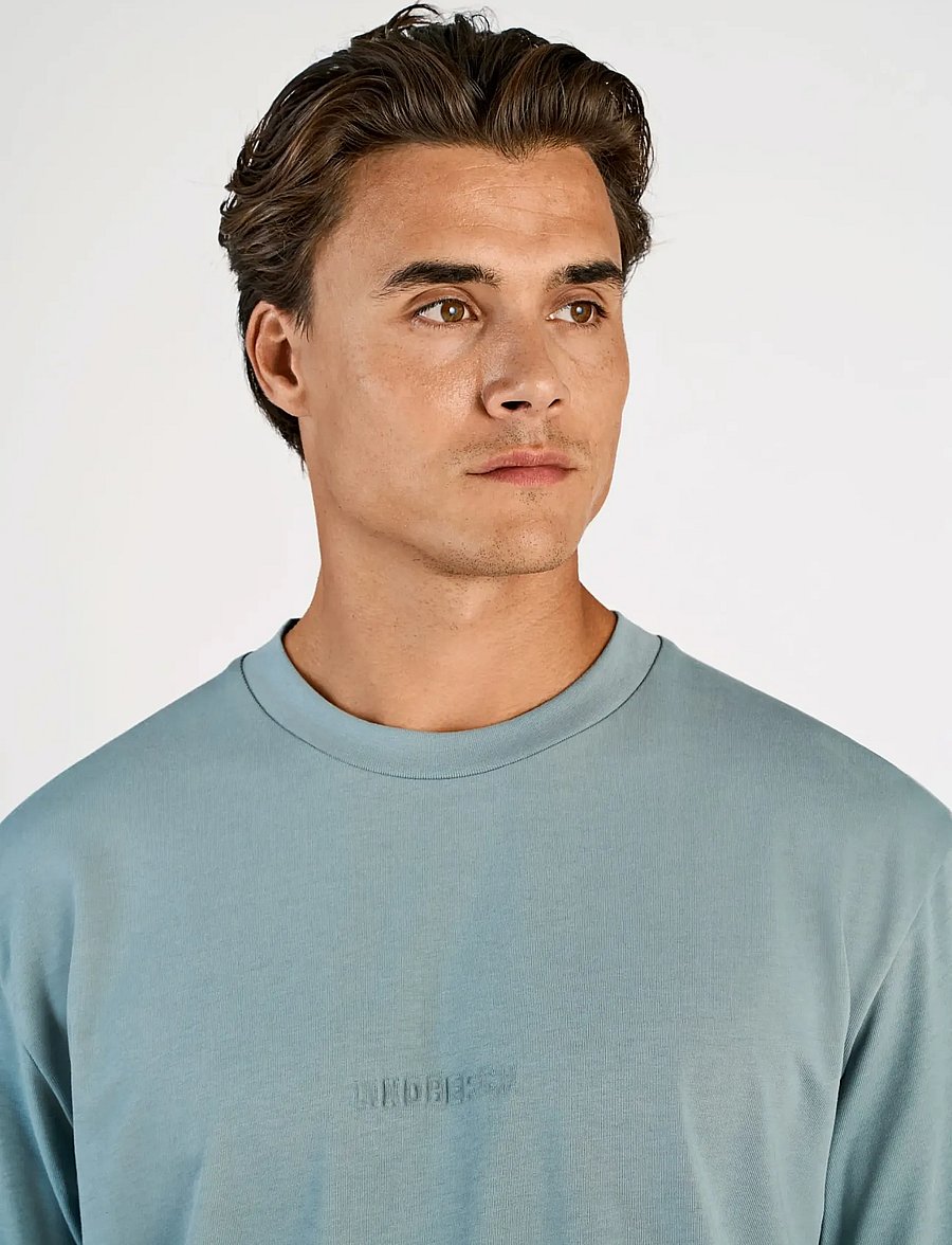 Lindbergh - Oversized brand carrier tee S/S - kortærmede t-shirts - dk aqua - 5