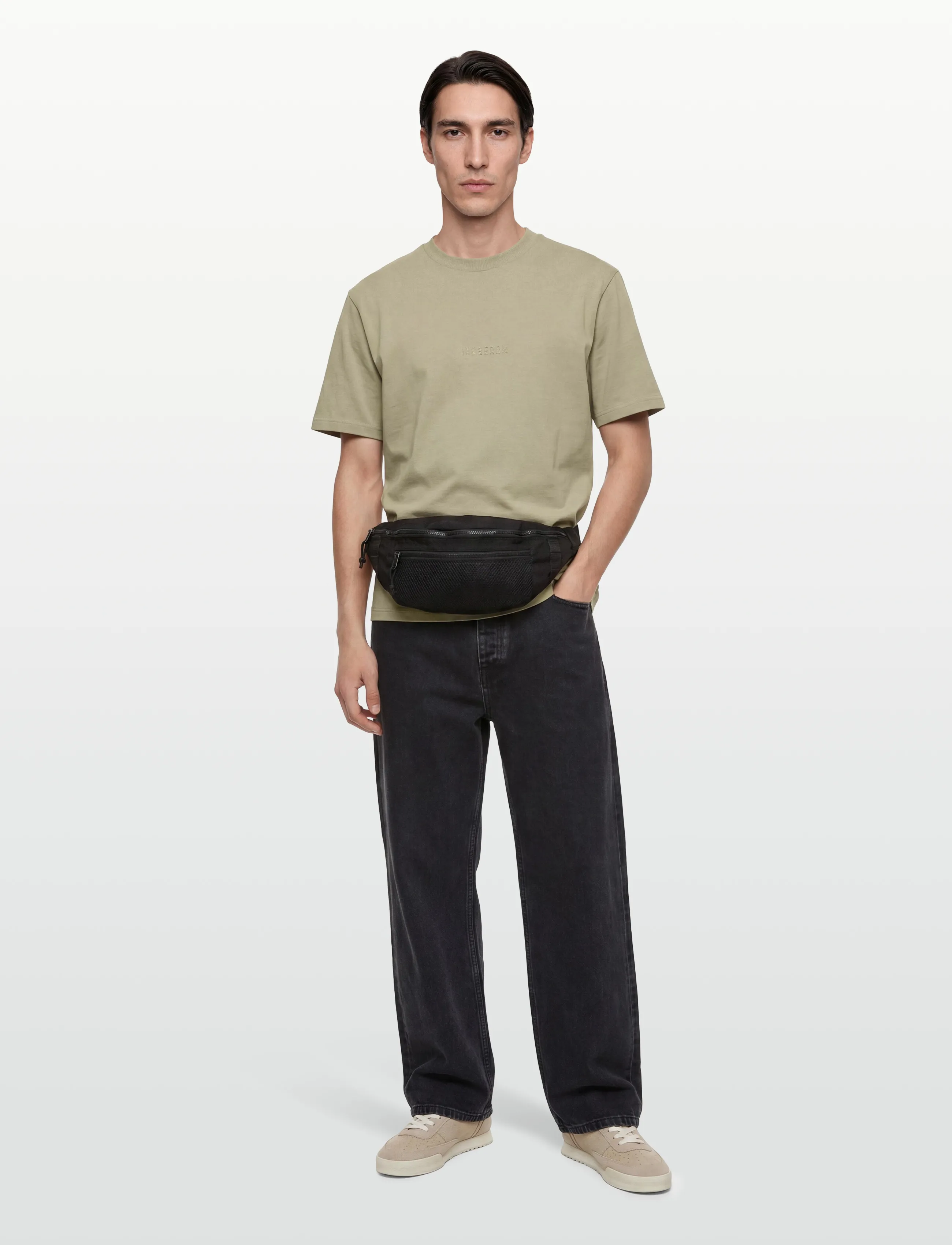 Lindbergh Oversized brand carrier tee S/S - Riided - DUSTY OLIVE / green