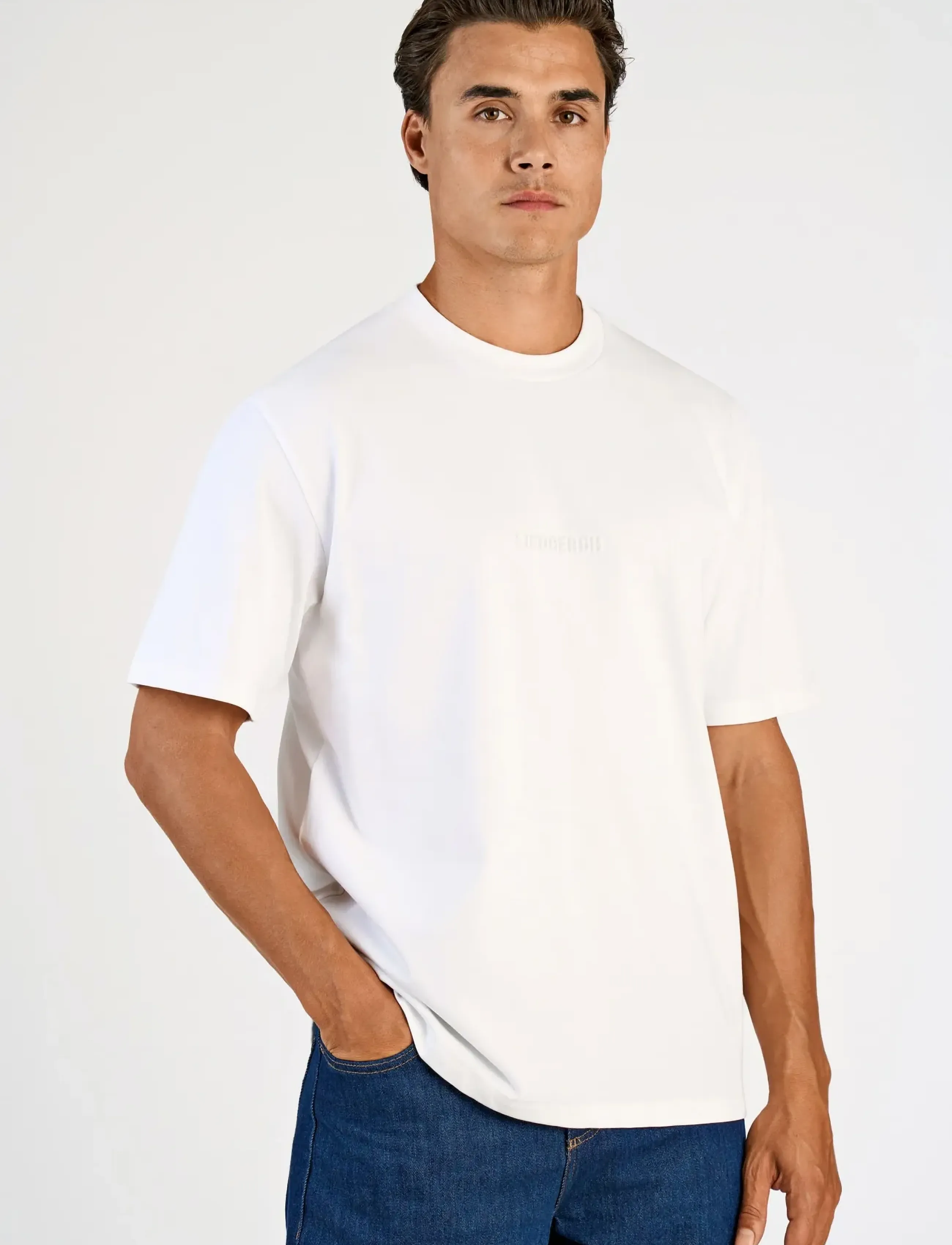 Lindbergh - Oversized brand carrier tee S/S - kortärmade t-shirts - white - 3