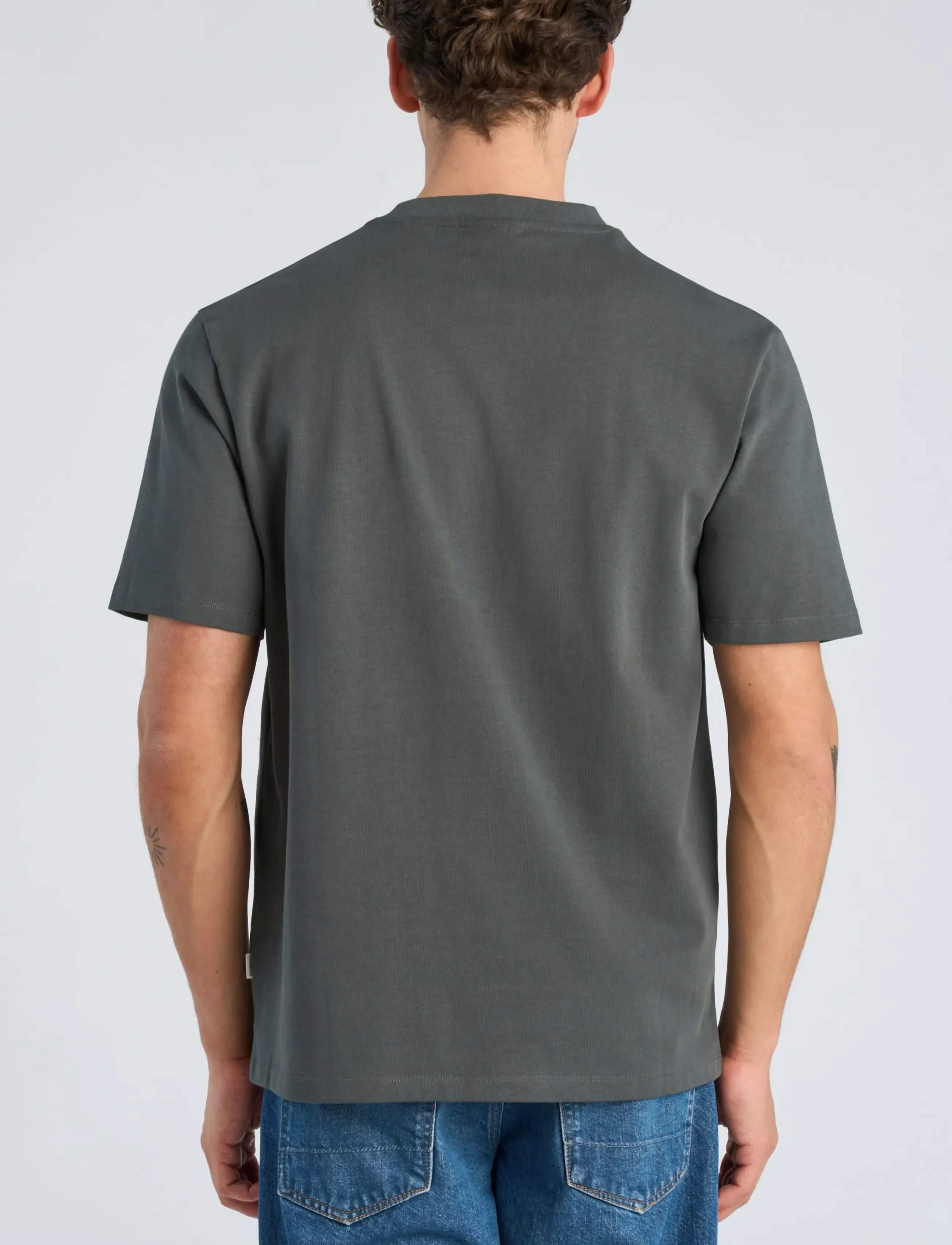 Lindbergh - Oversized logo tee S/S - lühikeste varrukatega t-särgid - granite green - 4