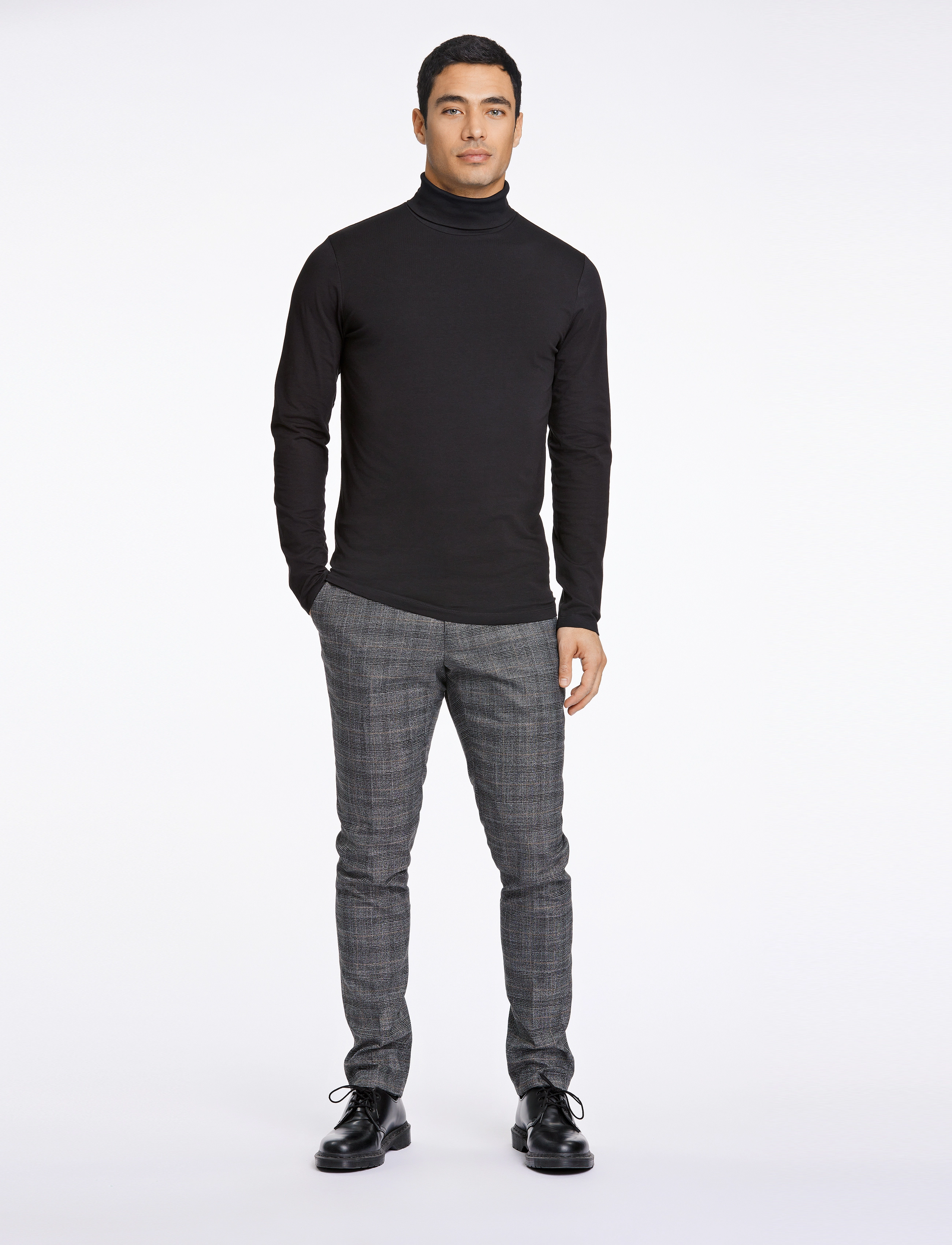 Lindbergh Roll Neck Tee L/S, XL, Black, T-Shirts > Langærmede, Herre
