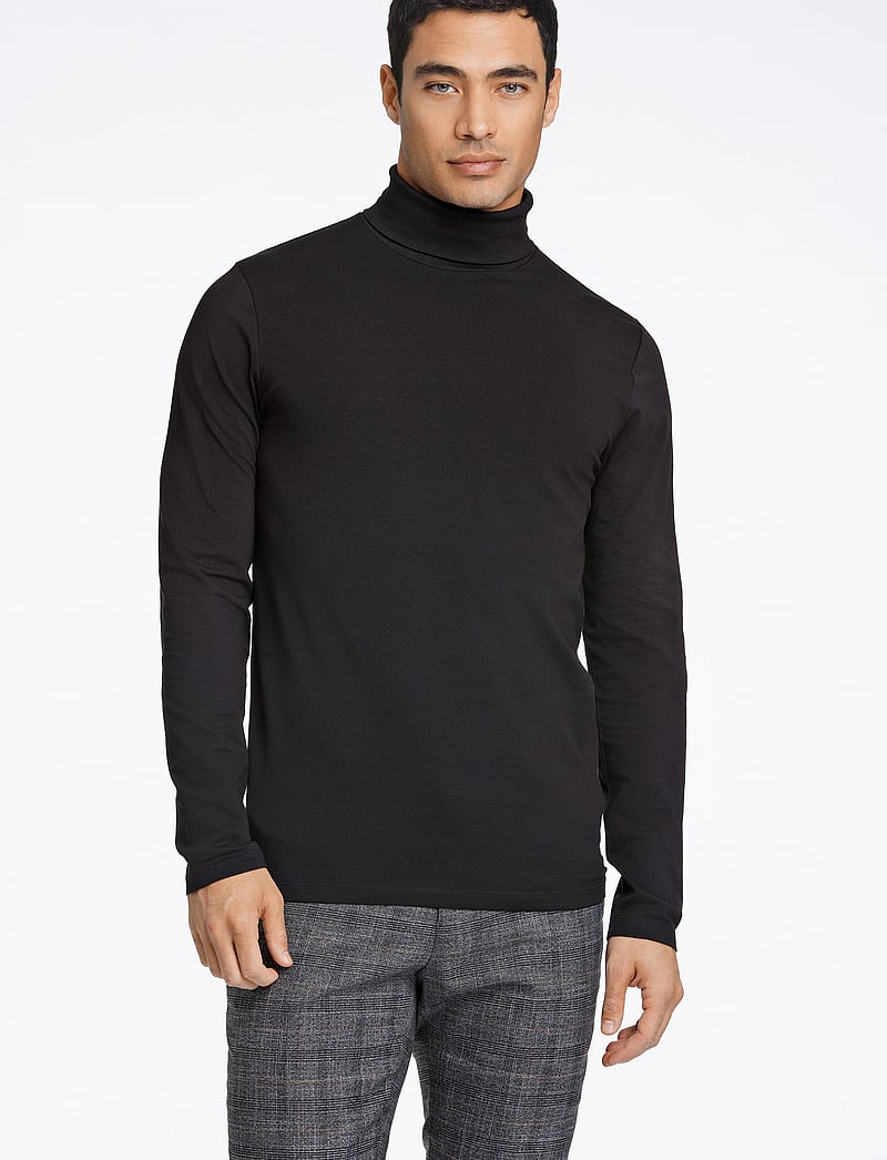 Lindbergh - Roll neck tee L/S - långärmade t-shirts - black - 1