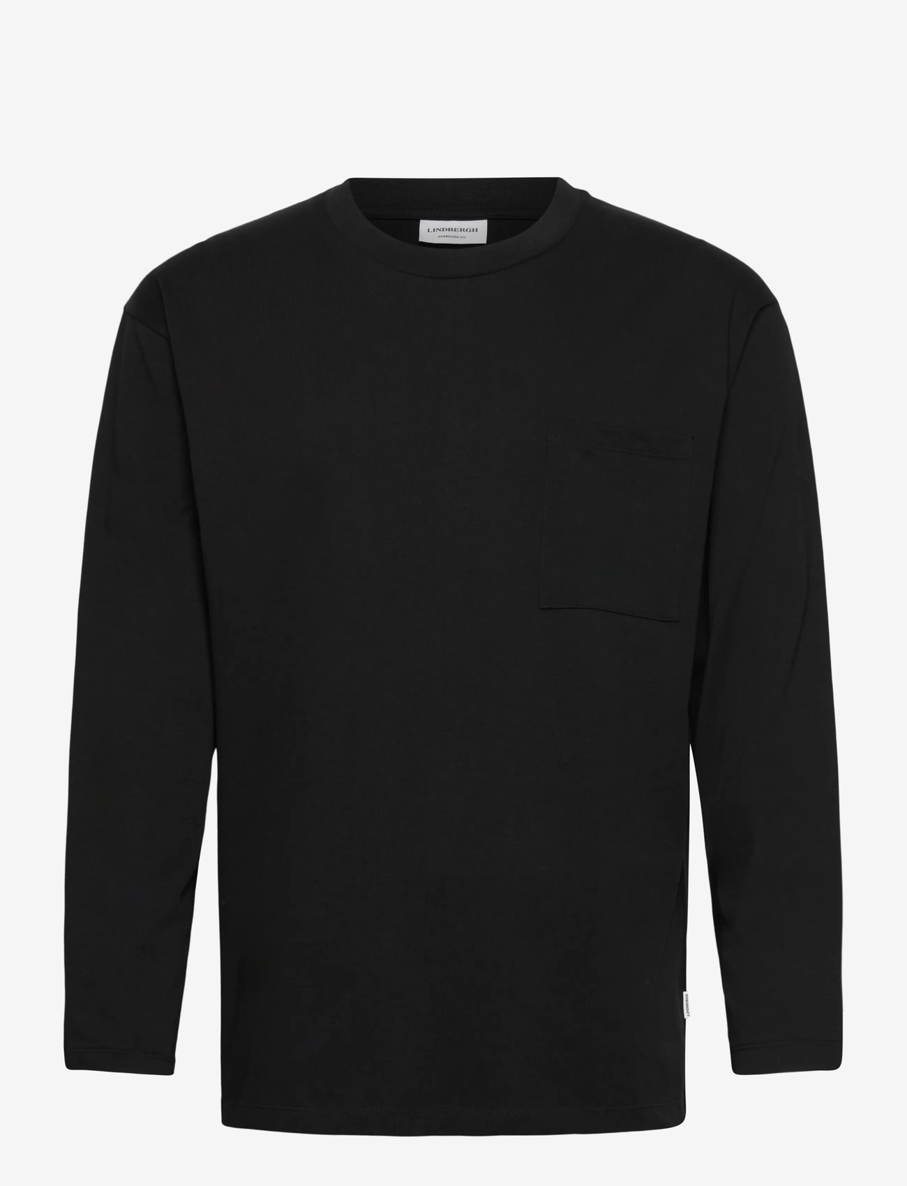 Lindbergh - Oversized pocket tee L/S - langærmede t-shirts - black - 0